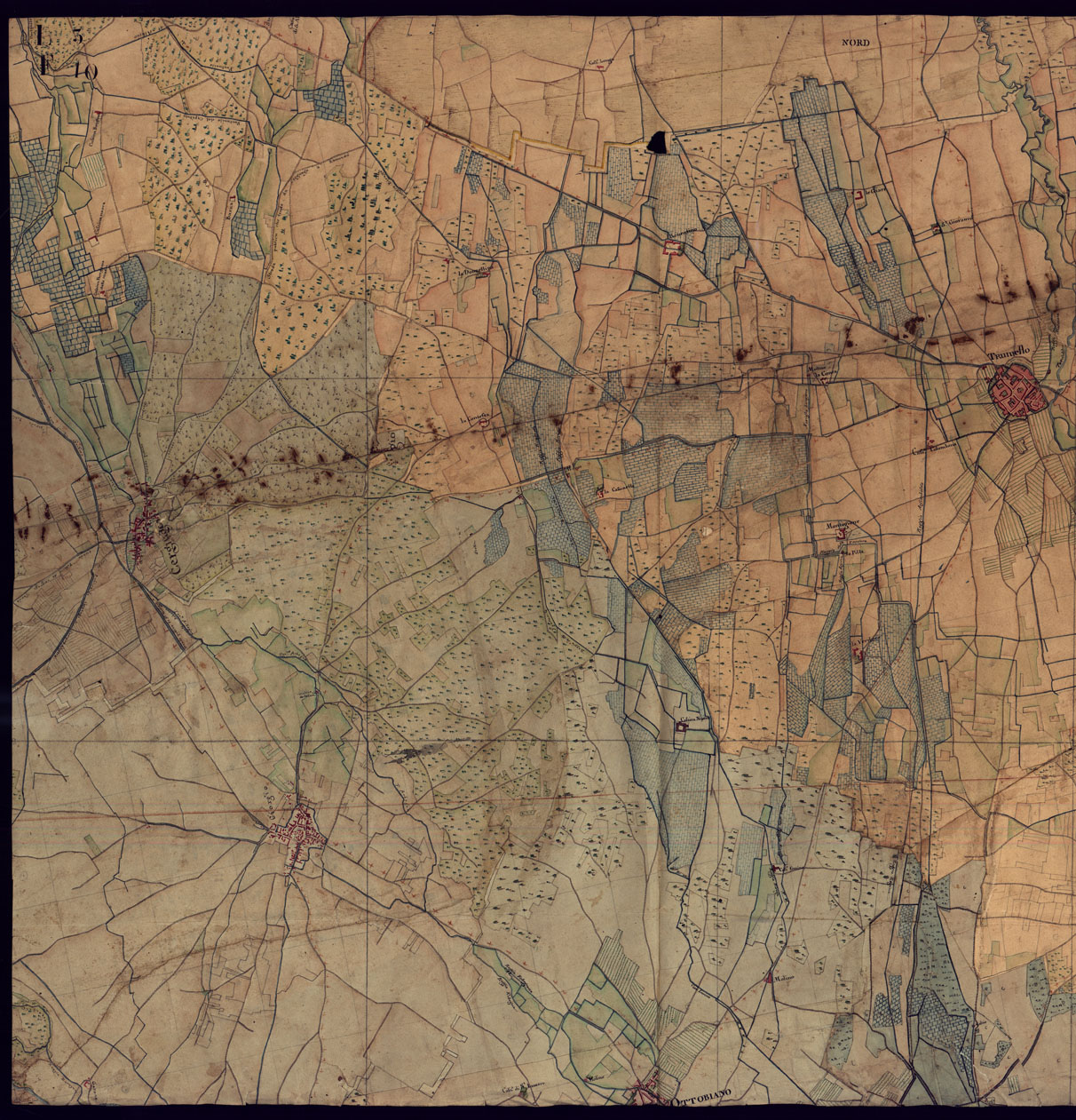 (N:14408) CARTA TOPOGRAFICA DELLA PROVINCIA DI MORTARA - FOGLIO 10 FRONTE/RETRO (CA000922, CA000924, CA000925, CA000923) Carte e stampe antiche: riproduzione a colori su carta (formato A1)
