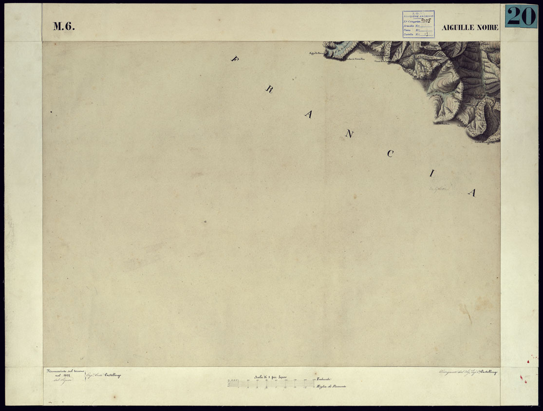 (N:11586) CARTA TOPOGRAFICA DEGLI STATI DI TERRA FERMA DI S.S.R.M. CARLO ALBERTO RE DI SARDEGNA FATTA DAL CORPO DELLO STATO MAGGIORE COMANDATO DAL TEN.TE GEN.LE B.NE DI MONTHOUX ALLA SCALA DI 1 50.000 1831 - FOGLIO M.6 AIGUILLE NOIRE. (CA001064) Carte e stampe antiche: riproduzione a colori su carta (formato A1)