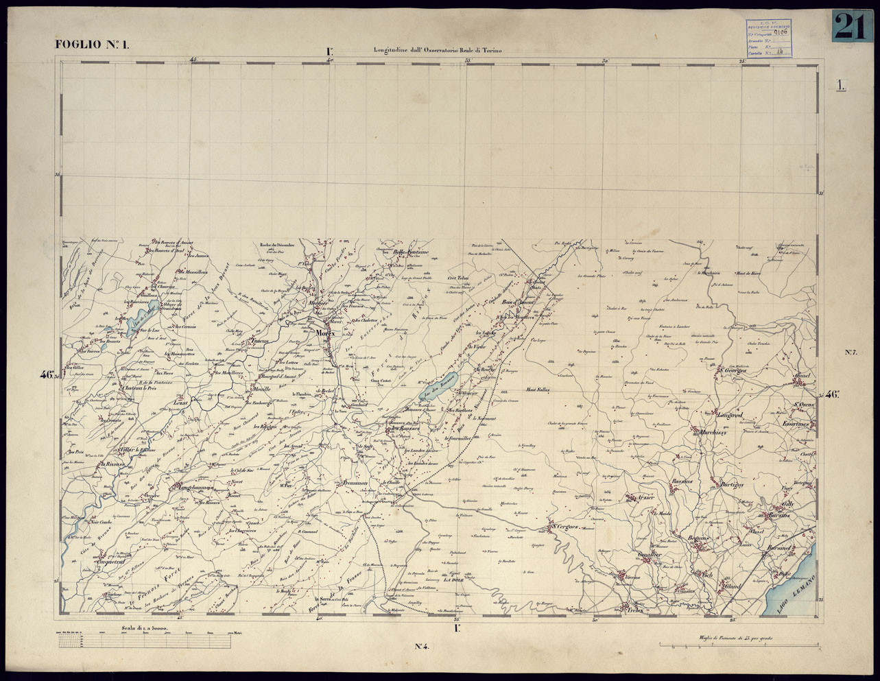 (N:23179) CARTA TOPOGRAFICA DEGLI STATI IN TERRAFERMA DI S.M. IL RE DI SARDEGNA ALLA SCALA DI 1 A 50.000 OPERA DEL CORPO REALE DELLO STATO MAGGIORE - FOGLIO NI (CA001124) Carte e stampe antiche: riproduzione a colori su carta (formato A1)