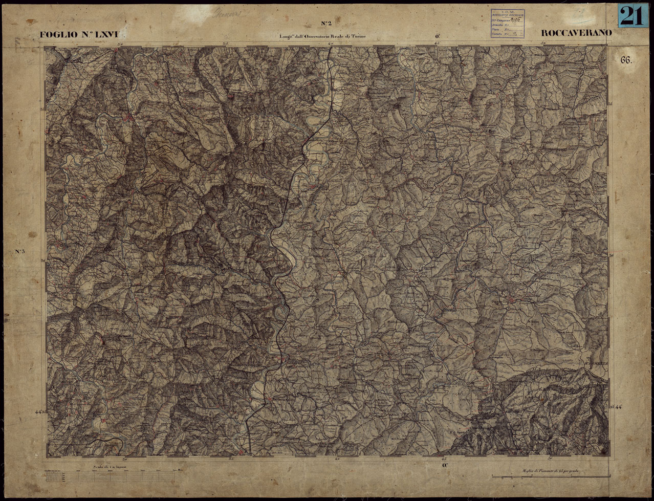 (N:23259) CARTA TOPOGRAFICA DEGLI STATI IN TERRAFERMA DI S.M. IL RE DI SARDEGNA ALLA SCALA DI 1 A 50.000 OPERA DEL CORPO REALE DELLO STATO MAGGIORE - FOGLIO NLXVI ROCCAVERANO (CA001192) Carte e stampe antiche: riproduzione a colori su carta (formato A1)