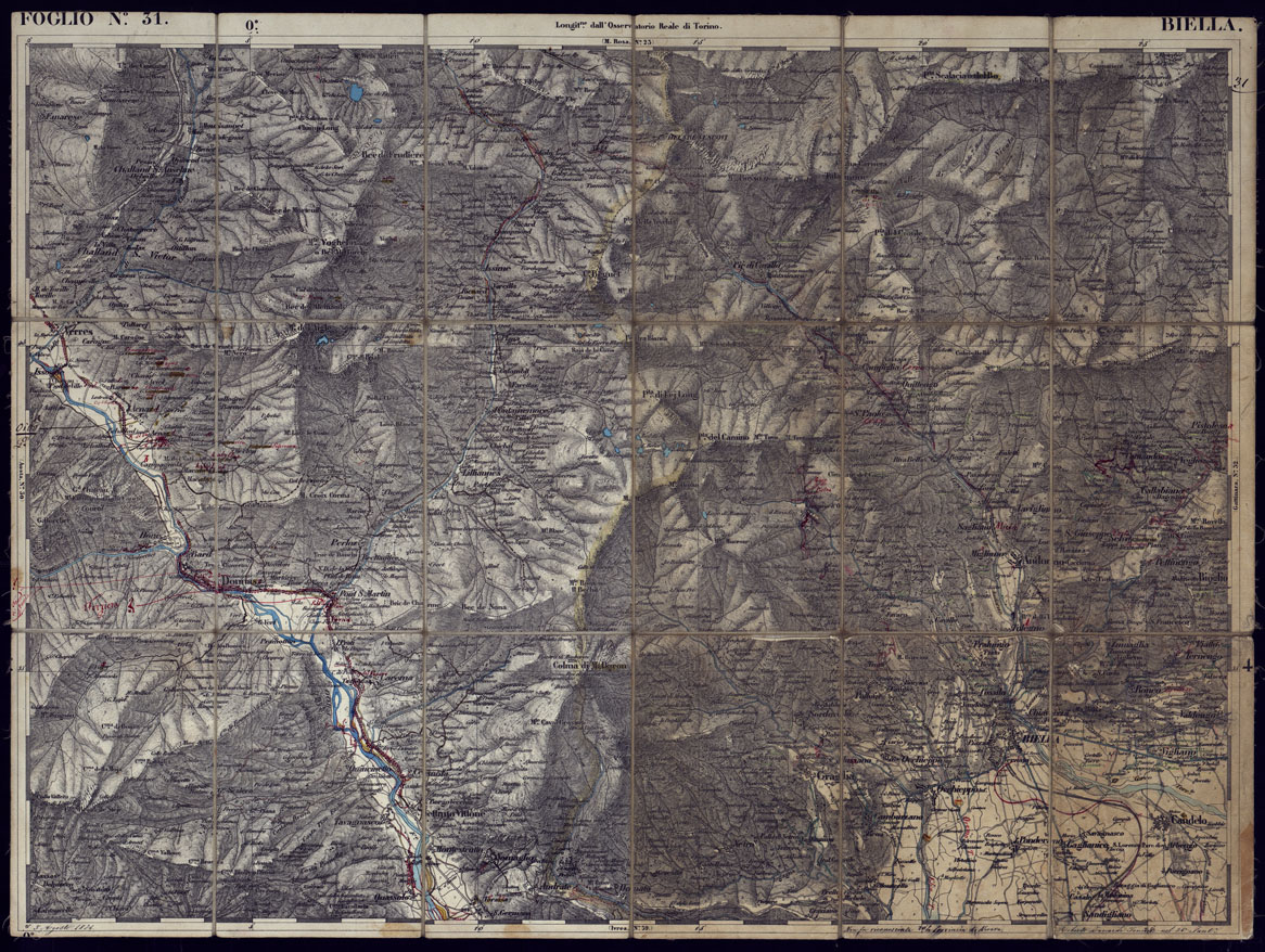 (N:23300) CARTA TOPOGRAFICA DEGLI STATI IN TERRAFERMA DI S.M. IL RE DI SARDEGNA ALLA SCALA DI 1 A 50.000 OPERA DEL CORPO REALE DELLO STATO MAGGIORE - FOGLIO N31 BIELLA (CA001233) Carte e stampe antiche: riproduzione a colori su carta (formato A1)