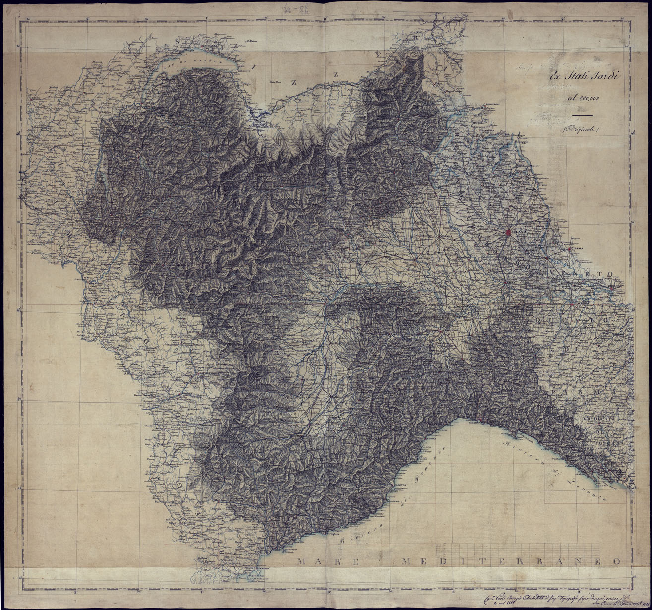 (N:6064) EX STATI AL - ORIGINALE. (CA001292) Carte e stampe antiche: riproduzione a colori su carta (formato A1)