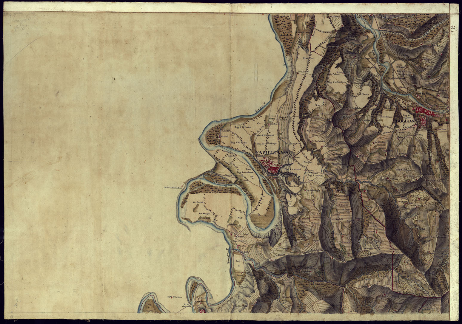 (N:13704) CARTA DI QUASI TUTTA L'EX PROVINCIA DI ACQUI E DI PARTE DI QUELLE DI MONDOVI', ALBA ED ALESSANDRIA - FOGLIO 22. (CA001350) Carte e stampe antiche: riproduzione a colori su carta (formato A1)