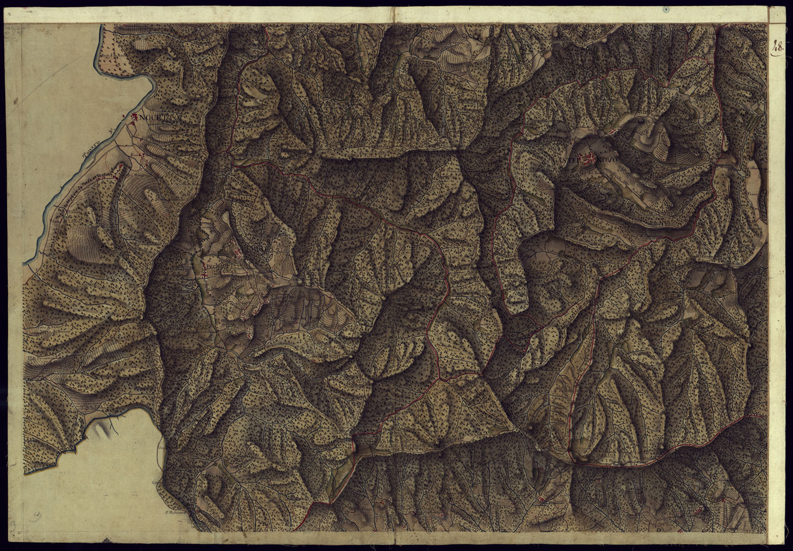 (N:14562) CARTA DI QUASI TUTTA L'EX PROVINCIA DI ACQUI E DI PARTE DI QUELLE DI MONDOVI', ALBA ED ALESSANDRIA - FOGLIO 48. (CA001376) Carte e stampe antiche: riproduzione a colori su carta (formato A1)