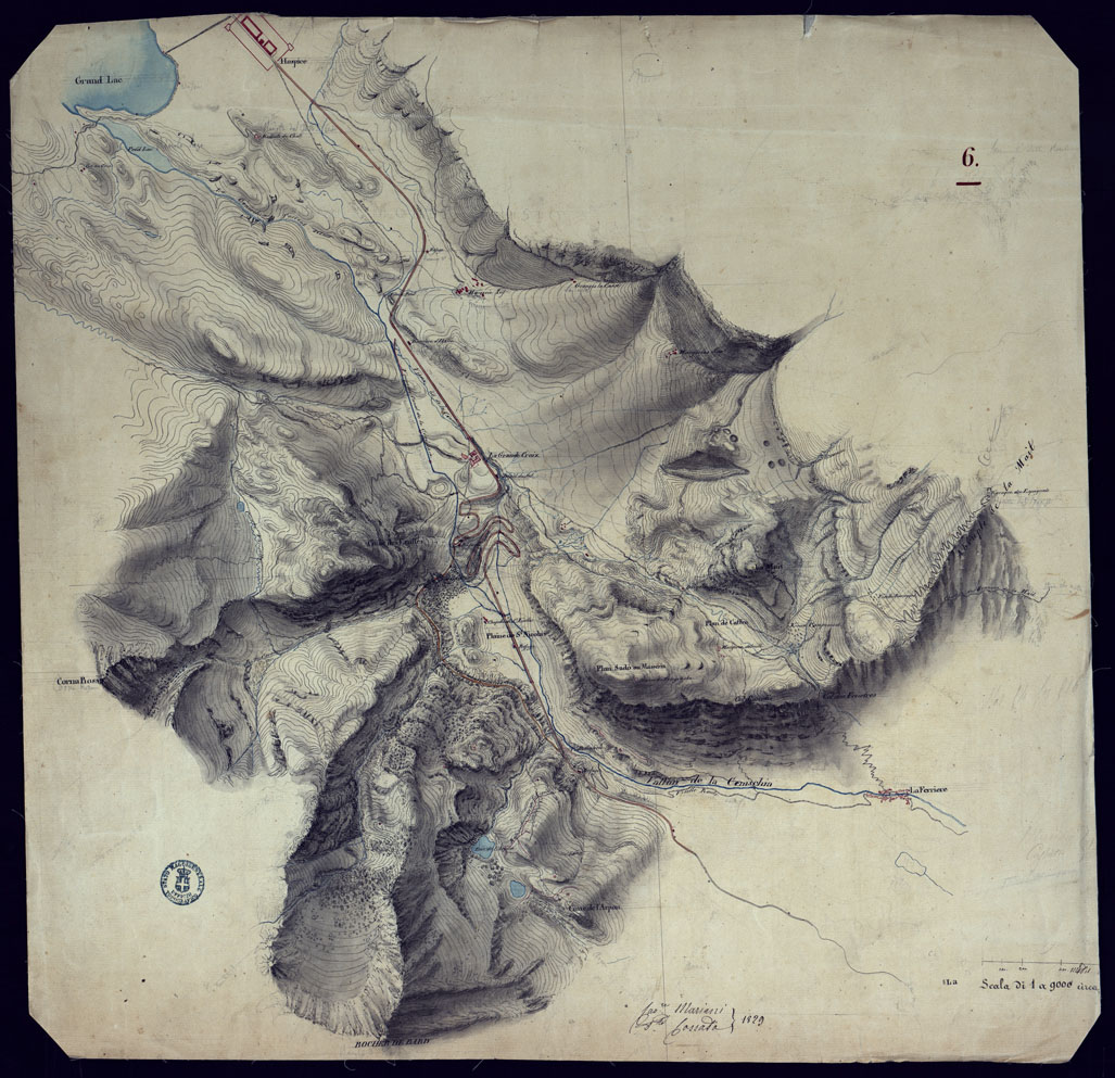 (N:17967) IL MONCENISIO DA LA FERRIERE ALL'HOSPICE.
 (CA001413) Carte e stampe antiche: riproduzione a colori su carta (formato A1)