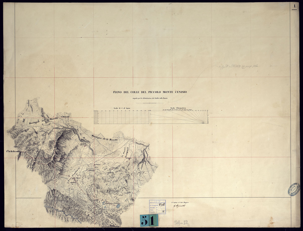 (N:3966) PIANO DEL COLLE DEL PICCOLO MONTE CENISIO. (CA001417) Carte e stampe antiche: riproduzione a colori su carta (formato A1)