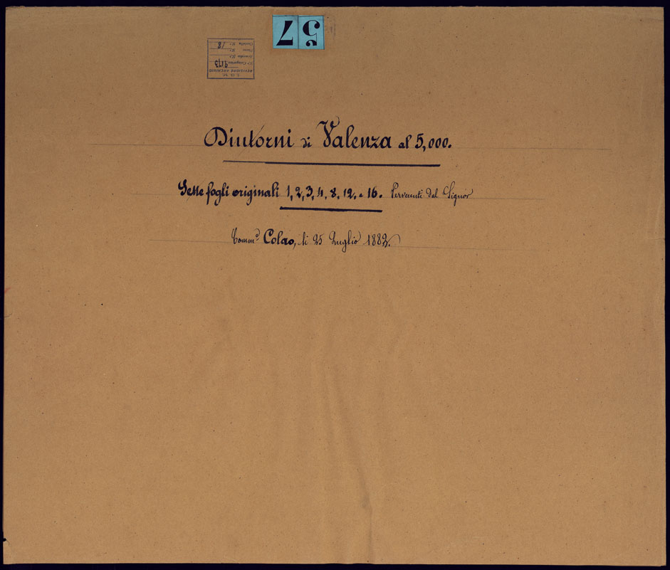 (N:23364) DINTORNI DI VALENZA AL 5,000. SETTE FOGLI ORIGINALI 1,2,3,4,8,12,16 PERVENUTI DL SIGNOR. COMM. COLAO IL 25 FUGLIO 1883 - TITOLO. (CA001440) Carte e stampe antiche: riproduzione a colori su carta (formato A1)