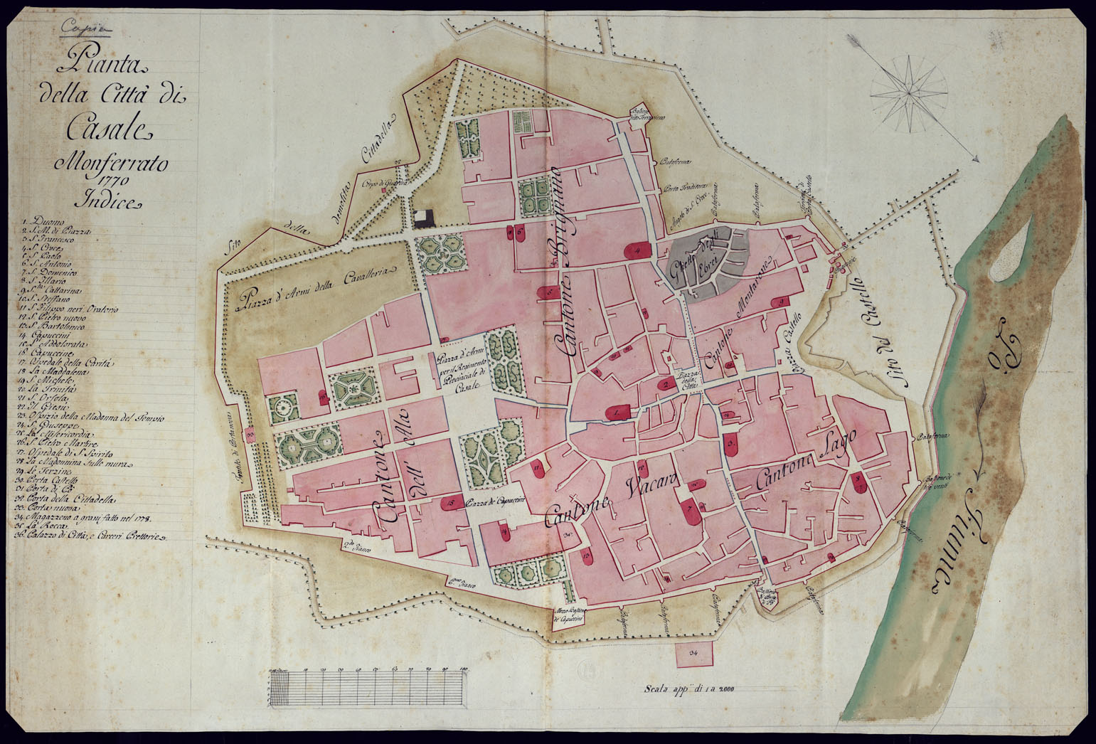 (N:3424) PIANTA DELLA CITTA' DI CASALE MONFERRATO. (CA001479) Carte e stampe antiche: riproduzione a colori su carta (formato A1)