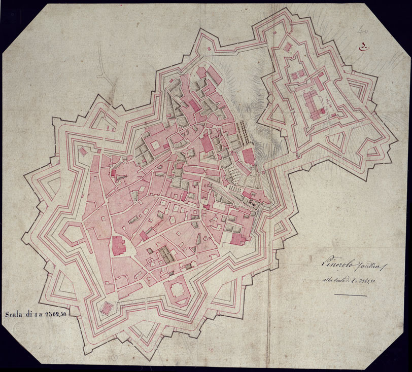 (N:2717) PINEROLO ANTICA. (CA001497) Carte e stampe antiche: riproduzione a colori su carta (formato A1)