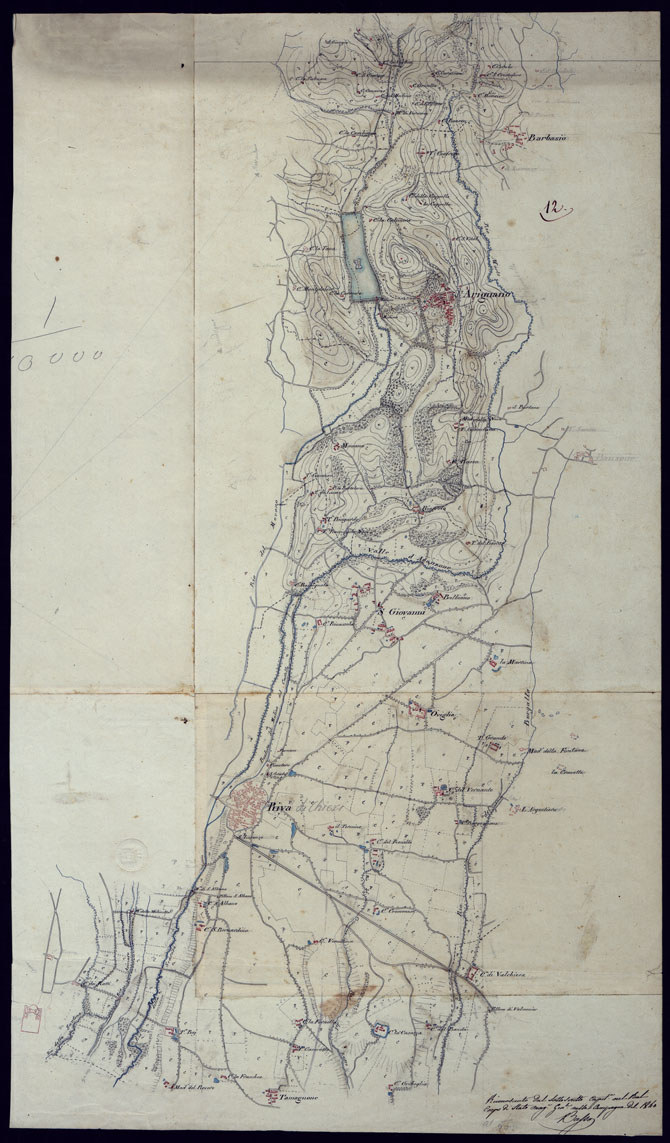 (N:1443) CARTA TOPOGRAFICA A CURVE DIMOSTRATIVE DI UNA PARTE DELLA REGIONE NORD-EST DEI DINTORNI DI TORINO - FOGLIO 12. (CA001588) Carte e stampe antiche: riproduzione a colori su carta (formato A1)