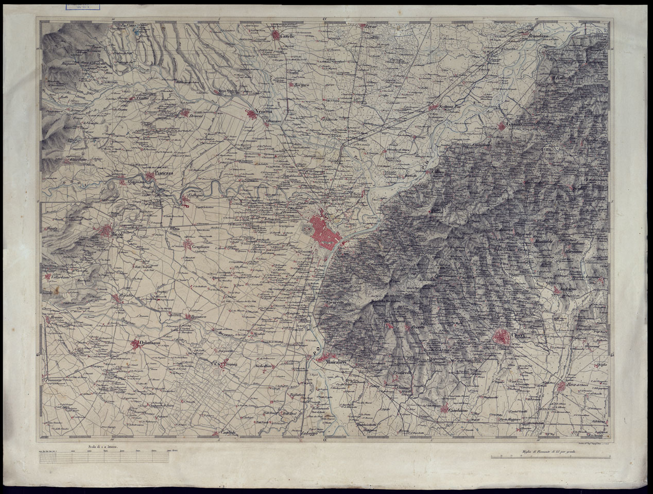 (N:1441) CARTA DEI DINTORNI DI TORINO. (CA001589) Carte e stampe antiche: riproduzione a colori su carta (formato A1)