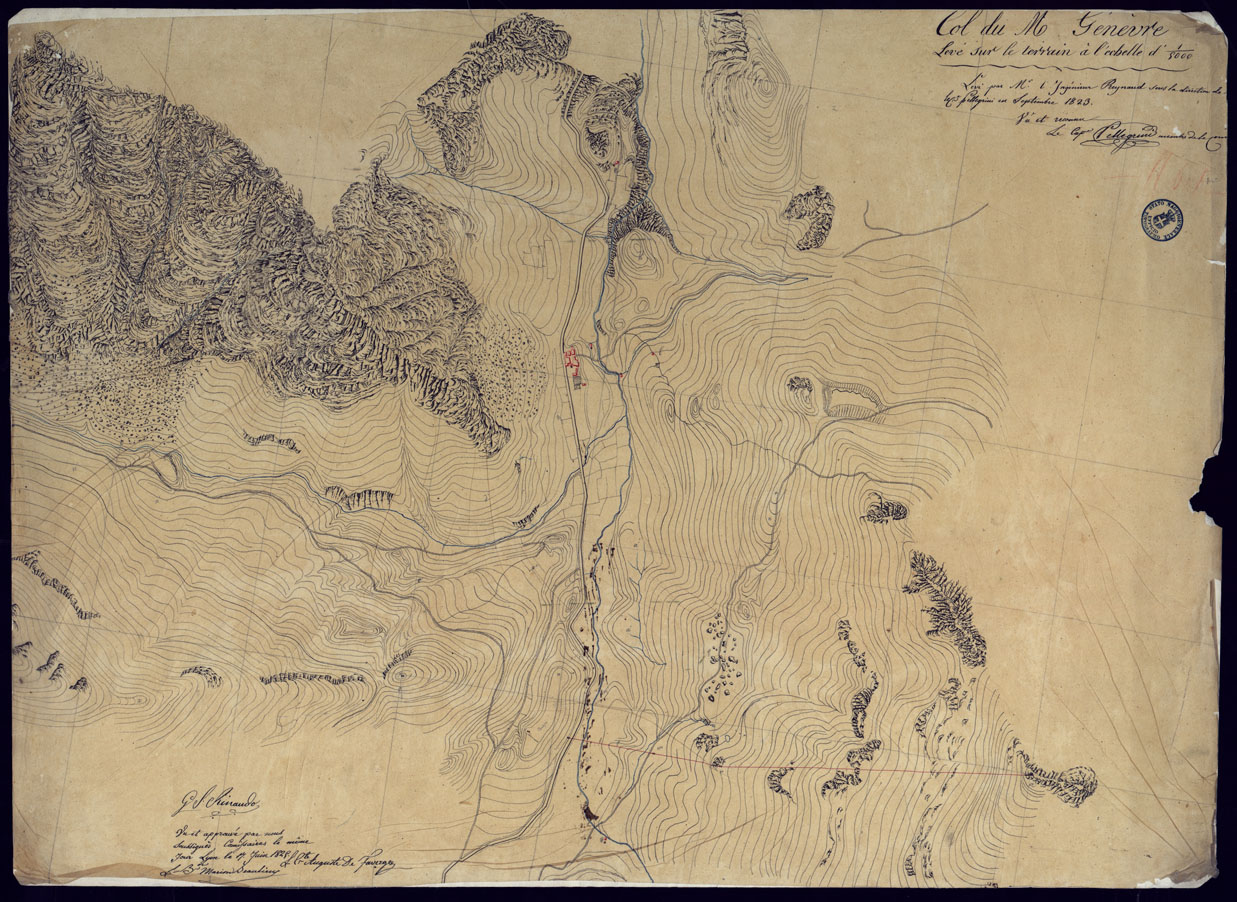 (N:3941) COL DU M. GNEVRE LEVE' SUR LE TERRAIN A L'ECHELLE AL 1 5.000. (CA001594) Carte e stampe antiche: riproduzione a colori su carta (formato A1)