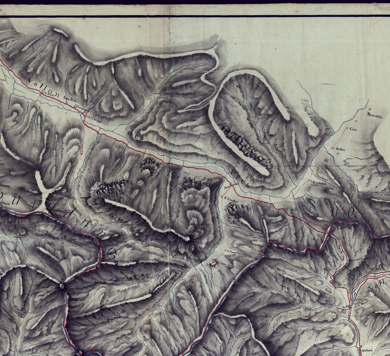 (N:3872) CARTE QUI COMPREND LES ROUTES POUR PASSER EN PIEMONT, DEPUIS BRIANCON PAR LE MONT GENEVRE, ET PAR LE COL DE L'ECHELLE AVEC LA COMMUNICATION DE CELLE DERNIER EN SAVOYE. (CA001595, CA001596, CA001597, CA001598, CA001599, CA001600) Carte e stampe antiche: riproduzione a colori su carta (formato A1)