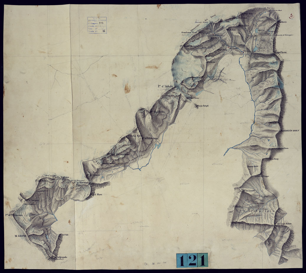 (N:3794) CONFINE TRA LA SVIZZERA E IL PIEMONTE DALLA PUNTA DI SONNEMBERG AL M. LIMIDARIO - FOGLIO 2. (CA001610) Carte e stampe antiche: riproduzione a colori su carta (formato A1)