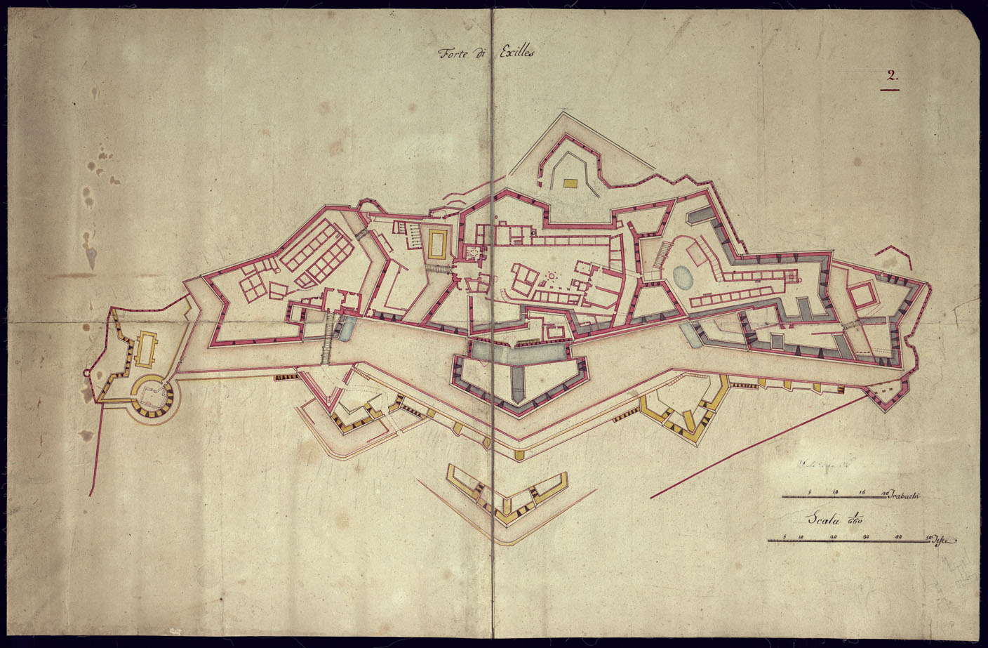 (N:3732) FORTE DI EXILLES. (CA001665) Carte e stampe antiche: riproduzione a colori su carta (formato A1)