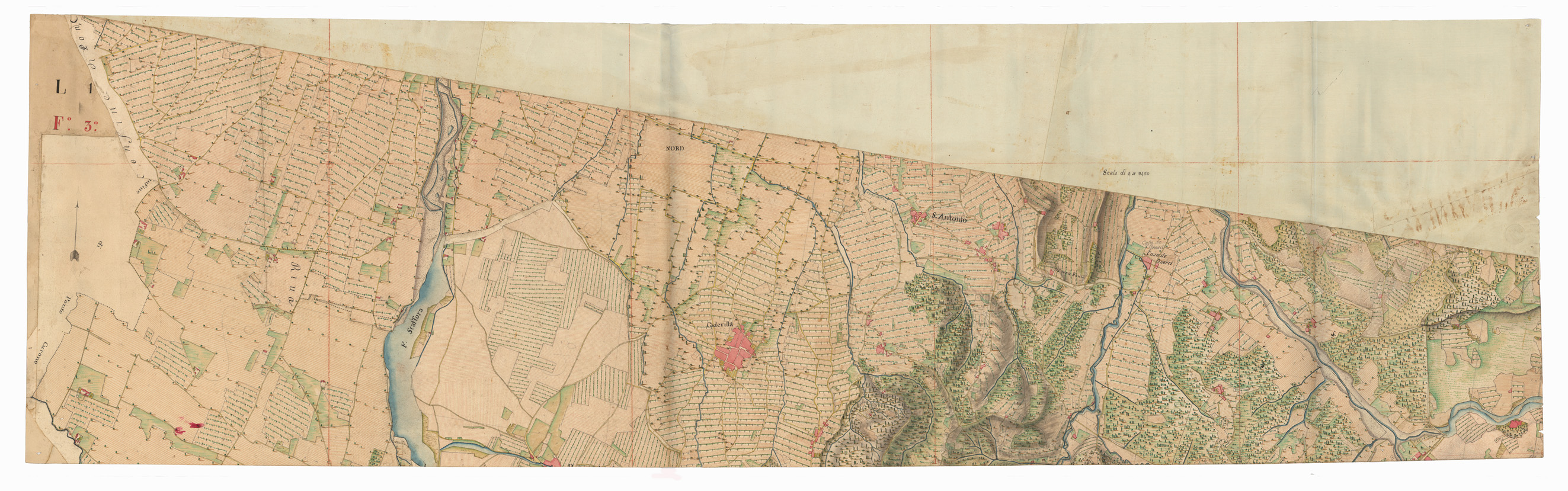 (N:7523) PARTE 2 DEL OLTRE PO' CHE COMPRENDE PARTE DEL CORSO DELLA STAFFORA VERSO VARZI  E PARTE DI QUELLA DELLA TREBBIA ROBBIO  - FOGLIO 3 - Fronte/Retro (CA001803, CA001804) Carte e stampe antiche: riproduzione a colori su carta (formato A1)