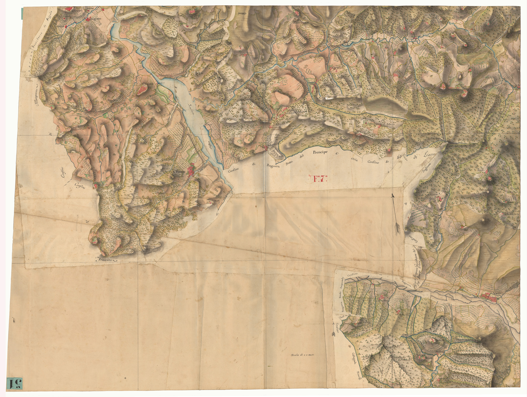 (N:6717) PARTE 2 DEL OLTRE PO' CHE COMPRENDE PARTE DEL CORSO DELLA STAFFORA VERSO VARZI E PARTE DI QUELLA DELLA TREBBIA ROBBIO  - FOGLIO 7 - Fronte/Retro (CA001817, CA001818) Carte e stampe antiche: riproduzione a colori su carta (formato A1)