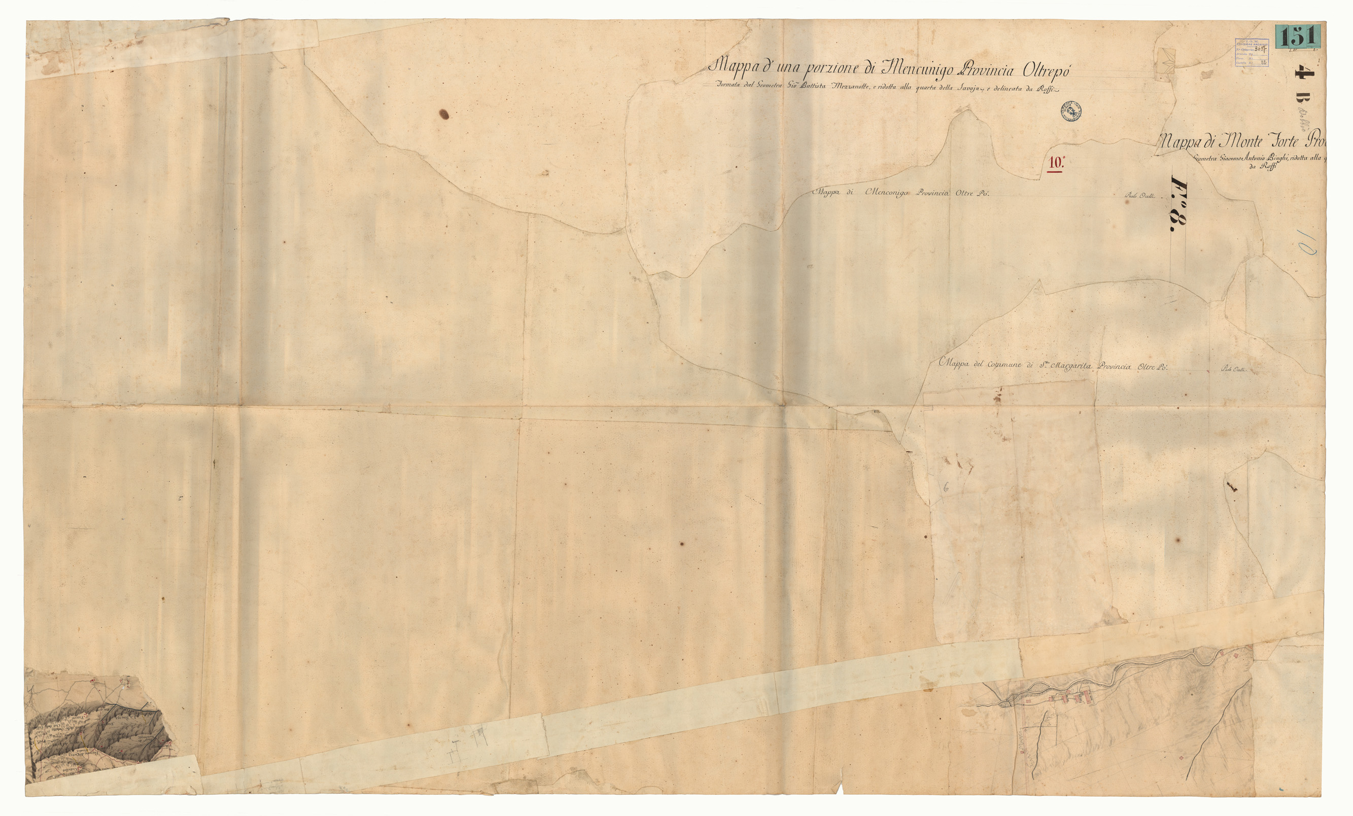 (N:6695) PARTE 2 DEL OLTRE PO' CHE COMPRENDE PARTE DEL CORSO DELLA STAFFORA VERSO VARZI E PARTE DI QUELLA DELLA TREBBIA ROBBIO  - FOGLIO 10 - Fronte/Retro (CA001828, CA001827) Carte e stampe antiche: riproduzione a colori su carta (formato A1)
