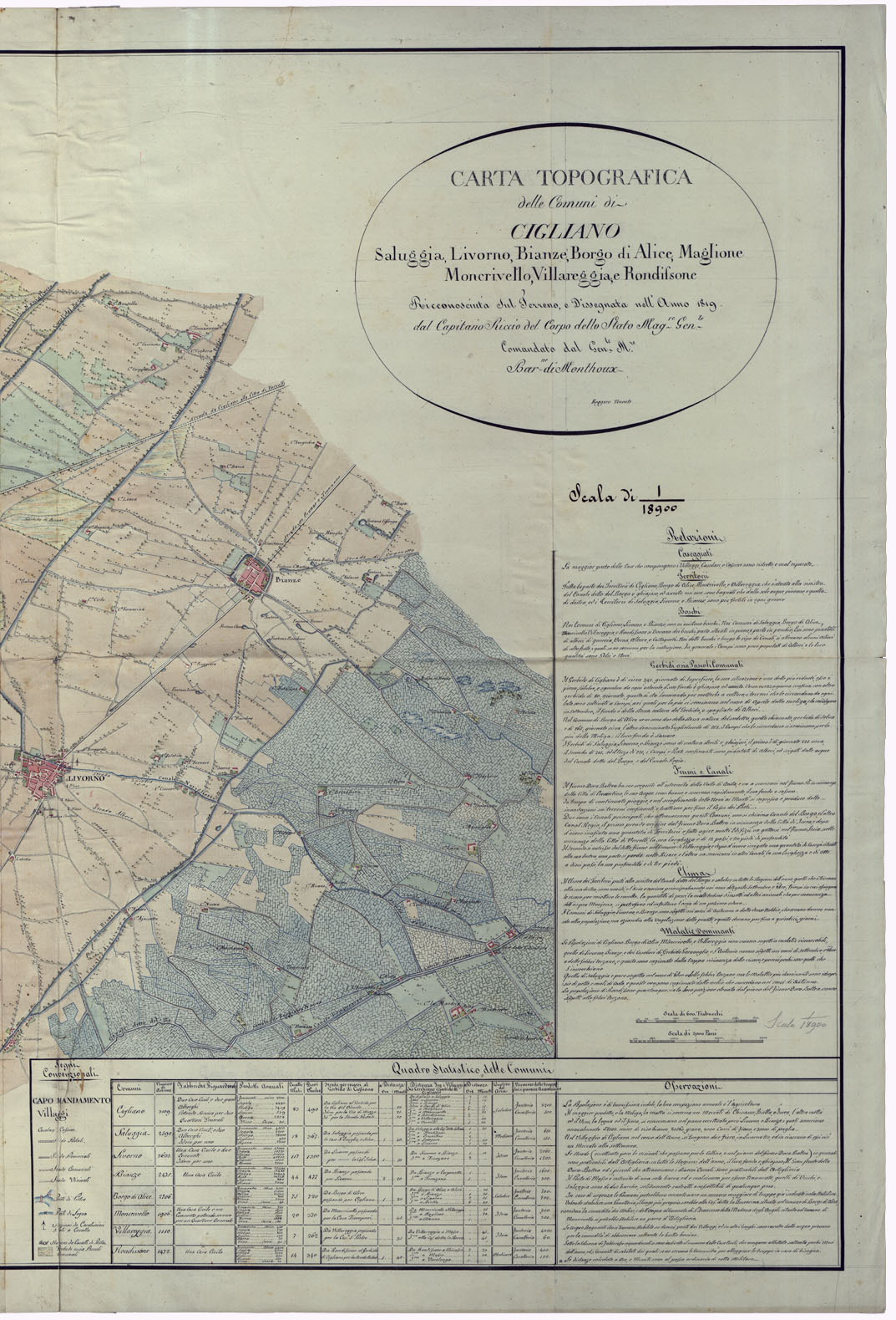 (N:23796) CARTA TOPOGRAFICA DELLE COMUNI DI CIGLIANO (CA001839, CA001840) Carte e stampe antiche: riproduzione a colori su carta (formato A1)