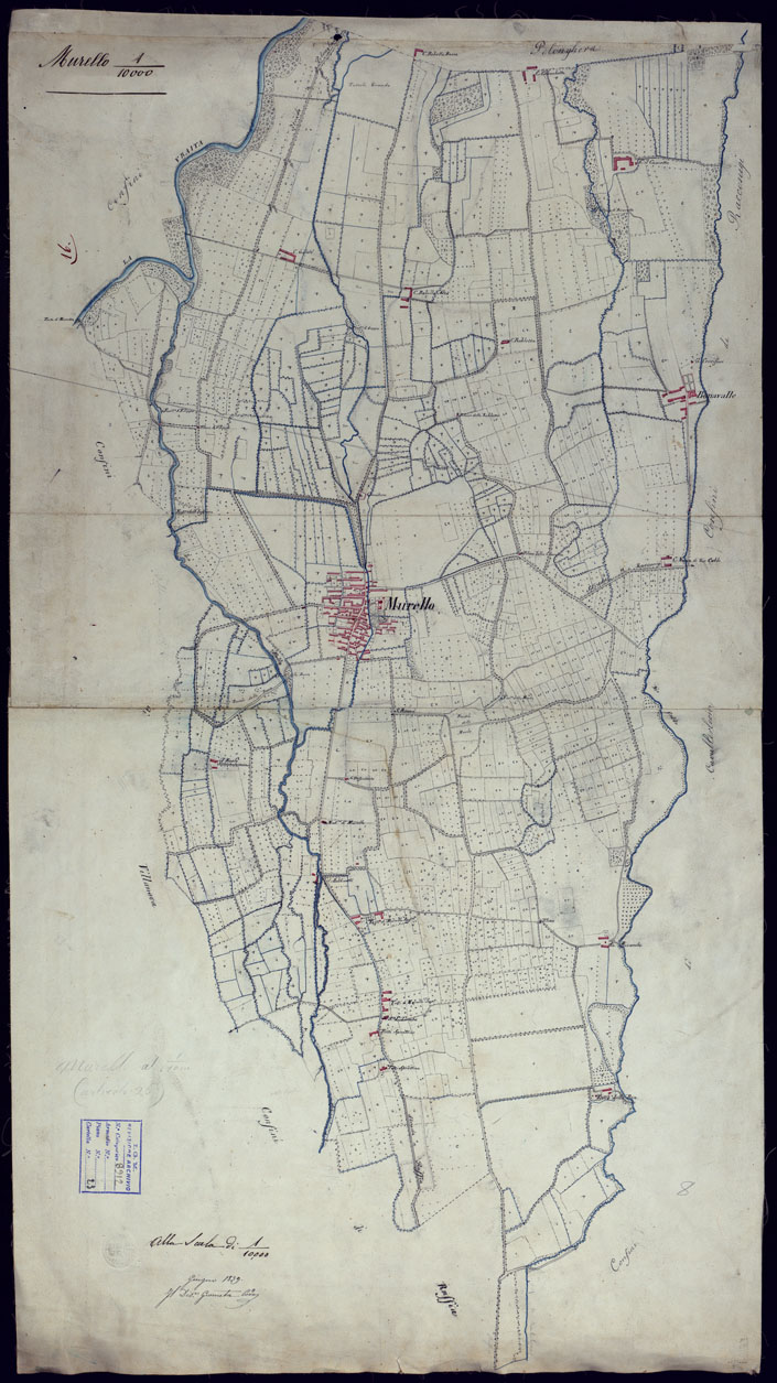 (N:6138) TERRITORIO COMPRESO TRA BRA, MORETTA, CAVALLERMAGGIORE, RACCONIGI, VILLANOVA - FOGLIO 16 MURELLO. (CA001943) Carte e stampe antiche: riproduzione a colori su carta (formato A1)