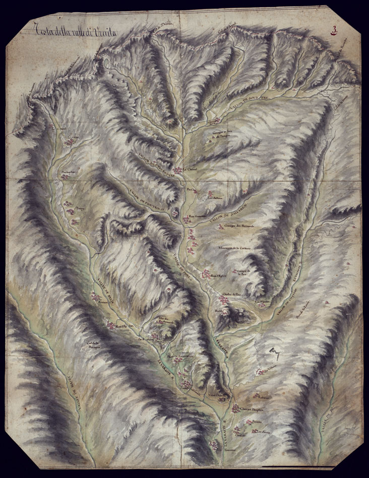 (N:5624) TESTA DELLA VALLE DI VRAITA. (CA002038) Carte e stampe antiche: riproduzione a colori su carta (formato A1)