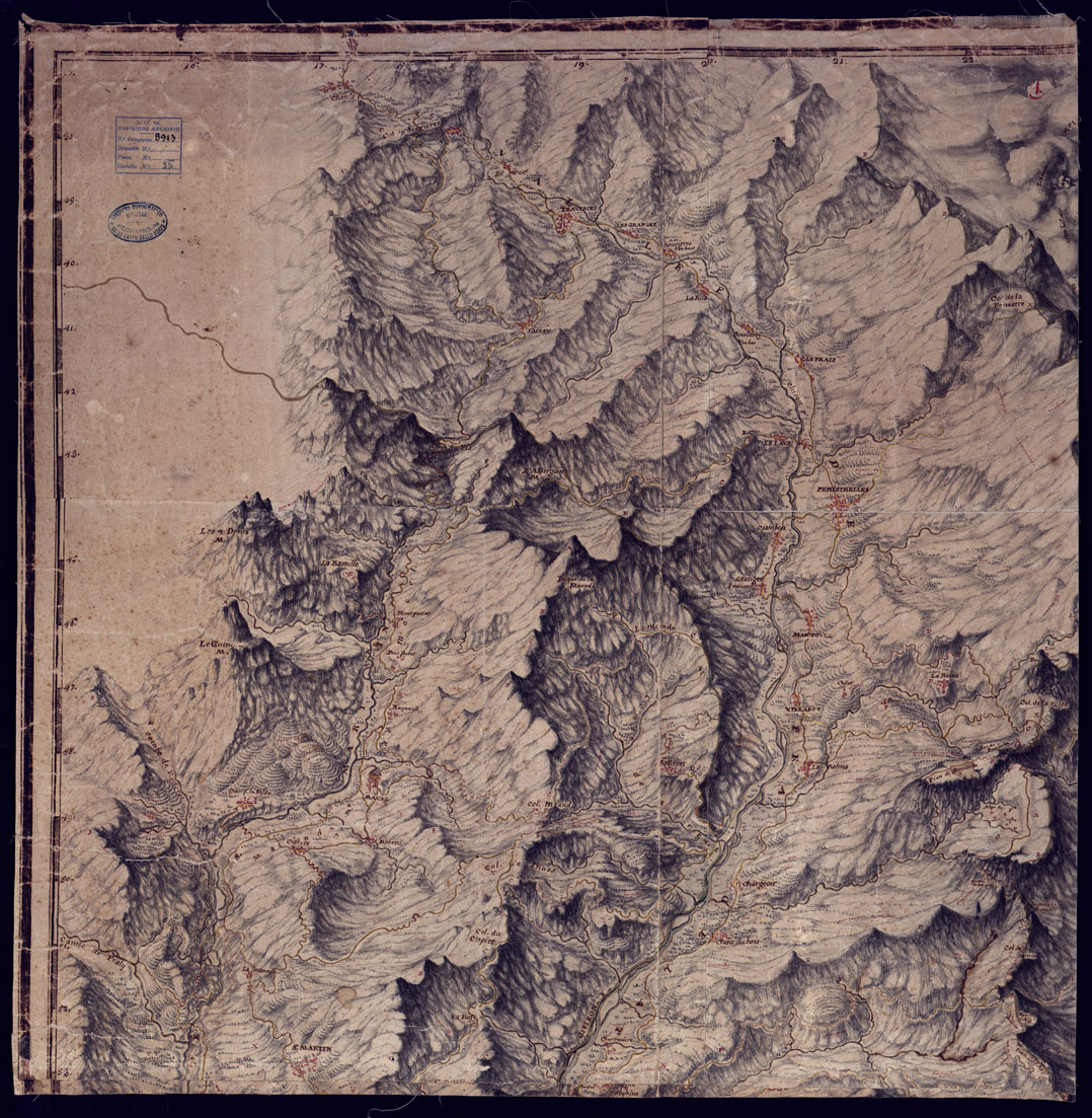 (N:8299) PARTIE DES ALPES VERS LE PIEMONT, OU SONT LES VALLEES DE PRAGELAT DE LA PEROU SE ET S. MARTIN (CA002053) Carte e stampe antiche: riproduzione a colori su carta (formato A1)