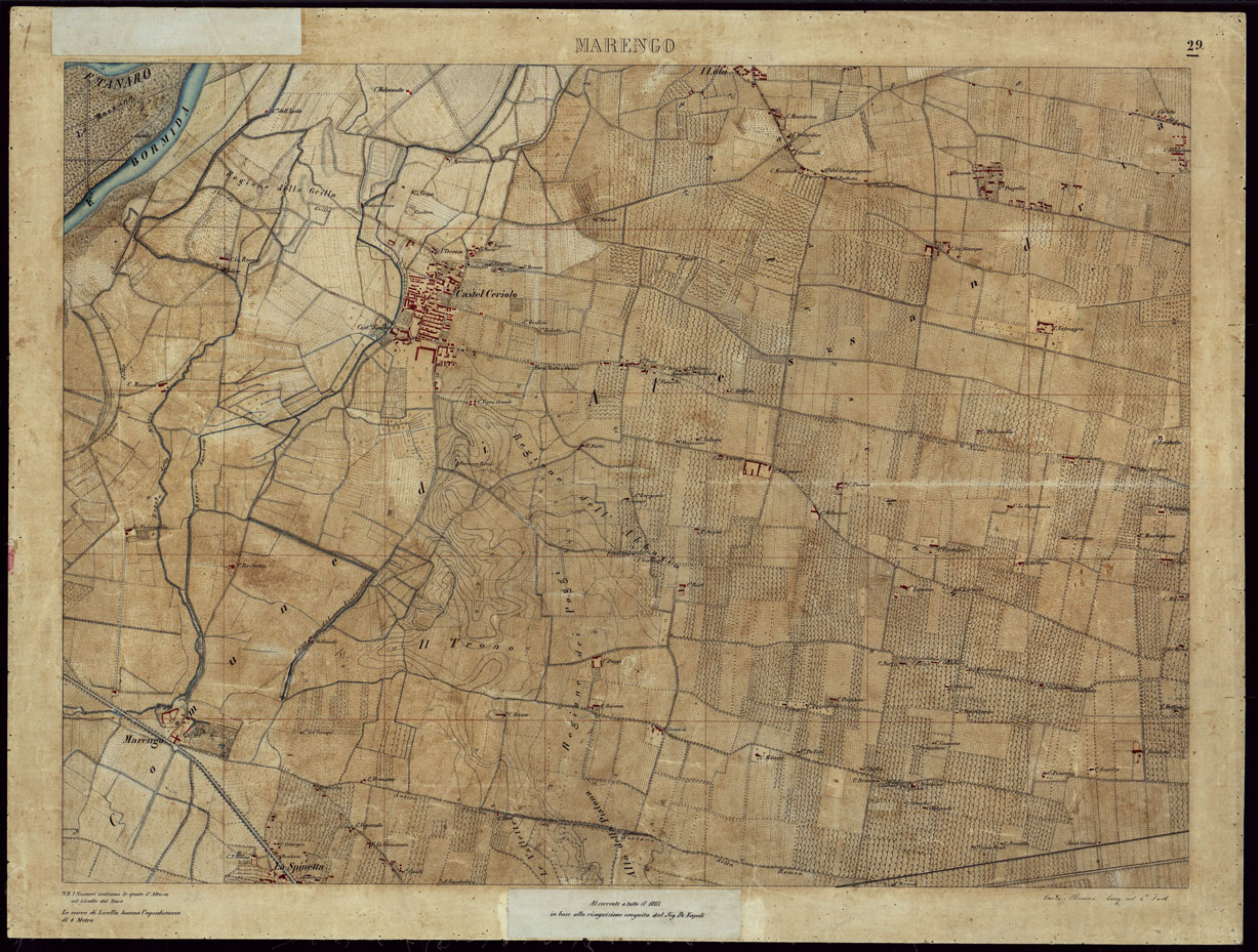 (N:8512) TERRITORIO COMPRESO TRA ALESSANDRIA, CASALE, VOLPEDO E TRA PAVIA, CASTEGGIO E PIACENZA MARENGO - FOGLIO 29. (CA002167) Carte e stampe antiche: riproduzione a colori su carta (formato A1)