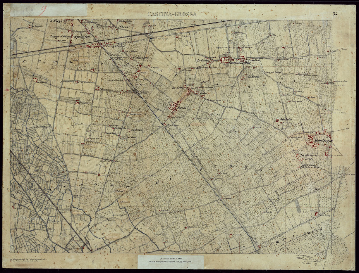 (N:8507) TERRITORIO COMPRESO TRA ALESSANDRIA, CASALE, VOLPEDO E TRA PAVIA, CASTEGGIO E PIACENZA  CASCINA-GROSSA - FOGLIO 34. (CA002172) Carte e stampe antiche: riproduzione a colori su carta (formato A1)