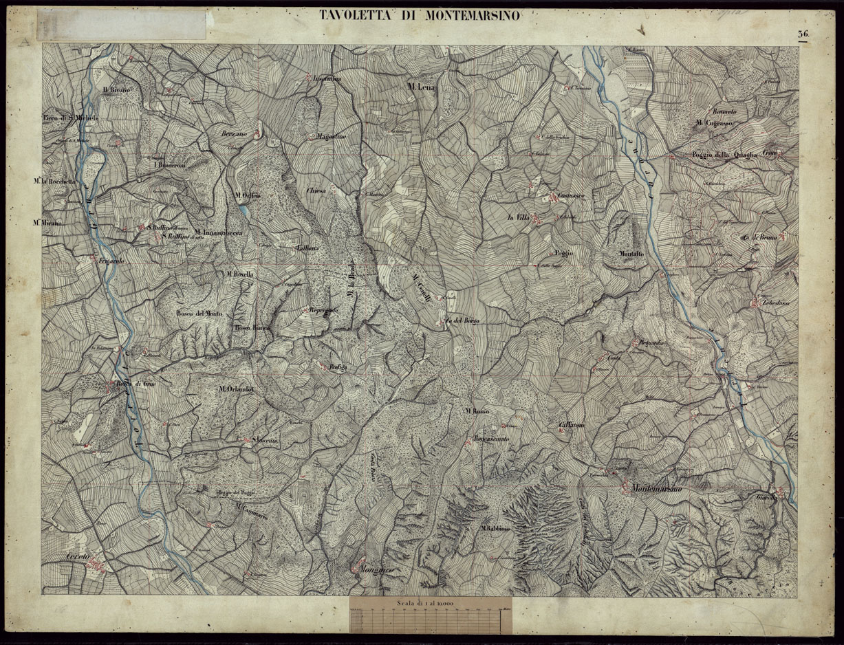 (N:8505) TERRITORIO COMPRESO TRA ALESSANDRIA, CASALE, VOLPEDO E TRA PAVIA, CASTEGGIO E PIACENZA TAVOLETTA MONTEMARZINO - FOGLIO 36. (CA002174) Carte e stampe antiche: riproduzione a colori su carta (formato A1)