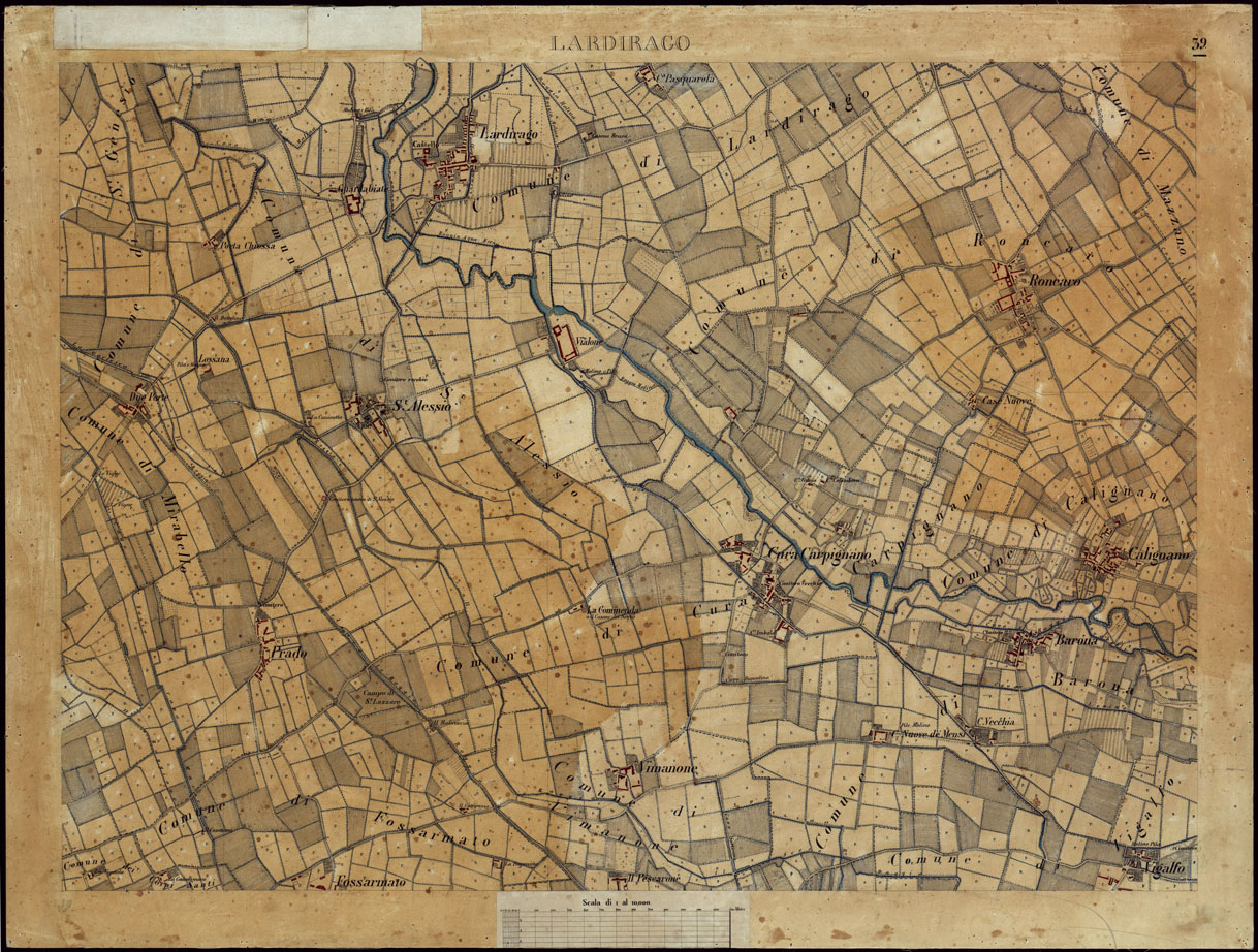 (N:8499) TERRITORIO COMPRESO TRA ALESSANDRIA, CASALE, VOLPEDO E TRA PAVIA, CASTEGGIO E PIACENZA LARDIRAGO - FOGLIO 39. (CA002177) Carte e stampe antiche: riproduzione a colori su carta (formato A1)