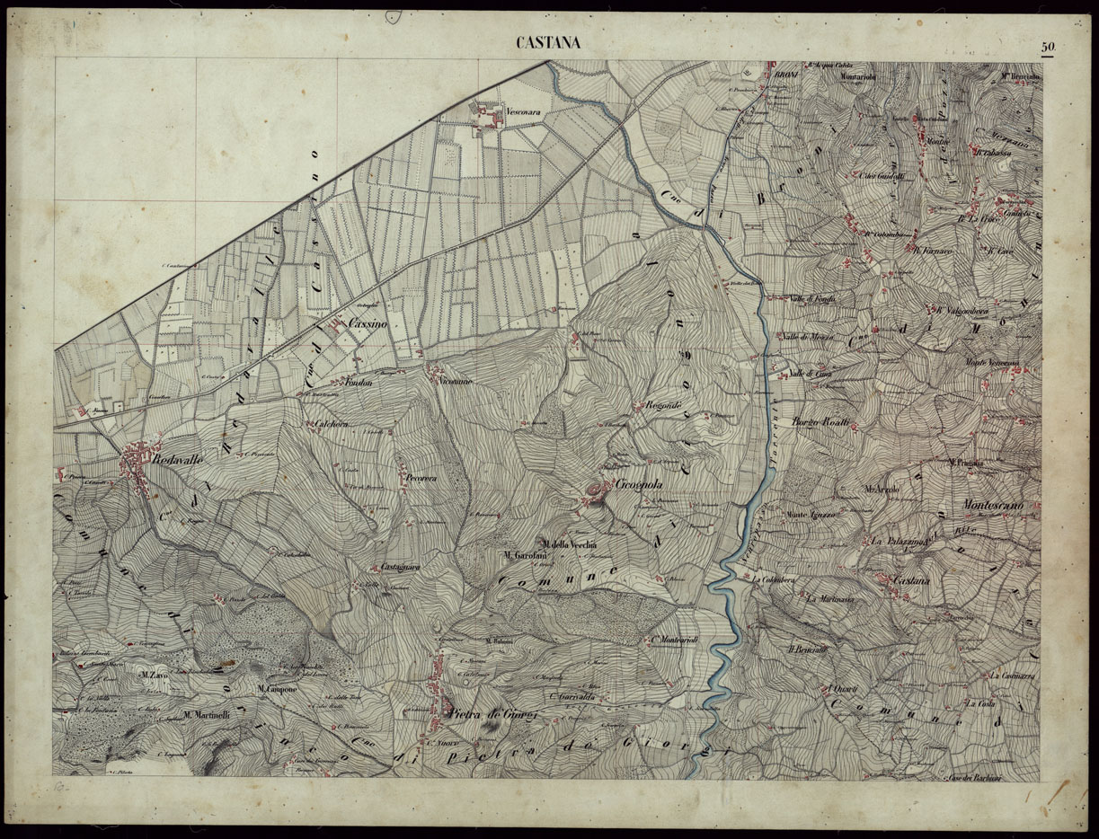 (N:8470) TERRITORIO COMPRESO TRA ALESSANDRIA, CASALE, VOLPEDO E TRA PAVIA, CASTEGGIO E PIACENZA CASTANA - FOGLIO 50. (CA002188) Carte e stampe antiche: riproduzione a colori su carta (formato A1)