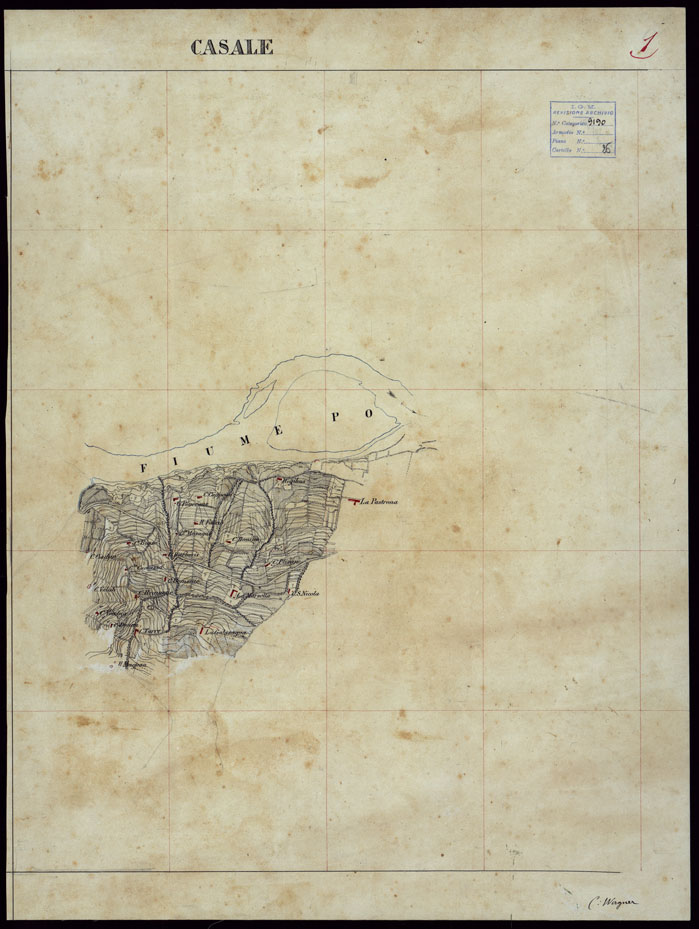 (N:23604) GRUPPO DI 132 FRAZIONI DI MINUTE DI CAMPAGNA ALLA SCALA 1:10.000 DEI RILEVAMENTI ESEGUITI NEL 1853-1867 - CASALE - RILIEVI OPERATORE N. 1. (CA002212) Carte e stampe antiche: riproduzione a colori su carta (formato A1)