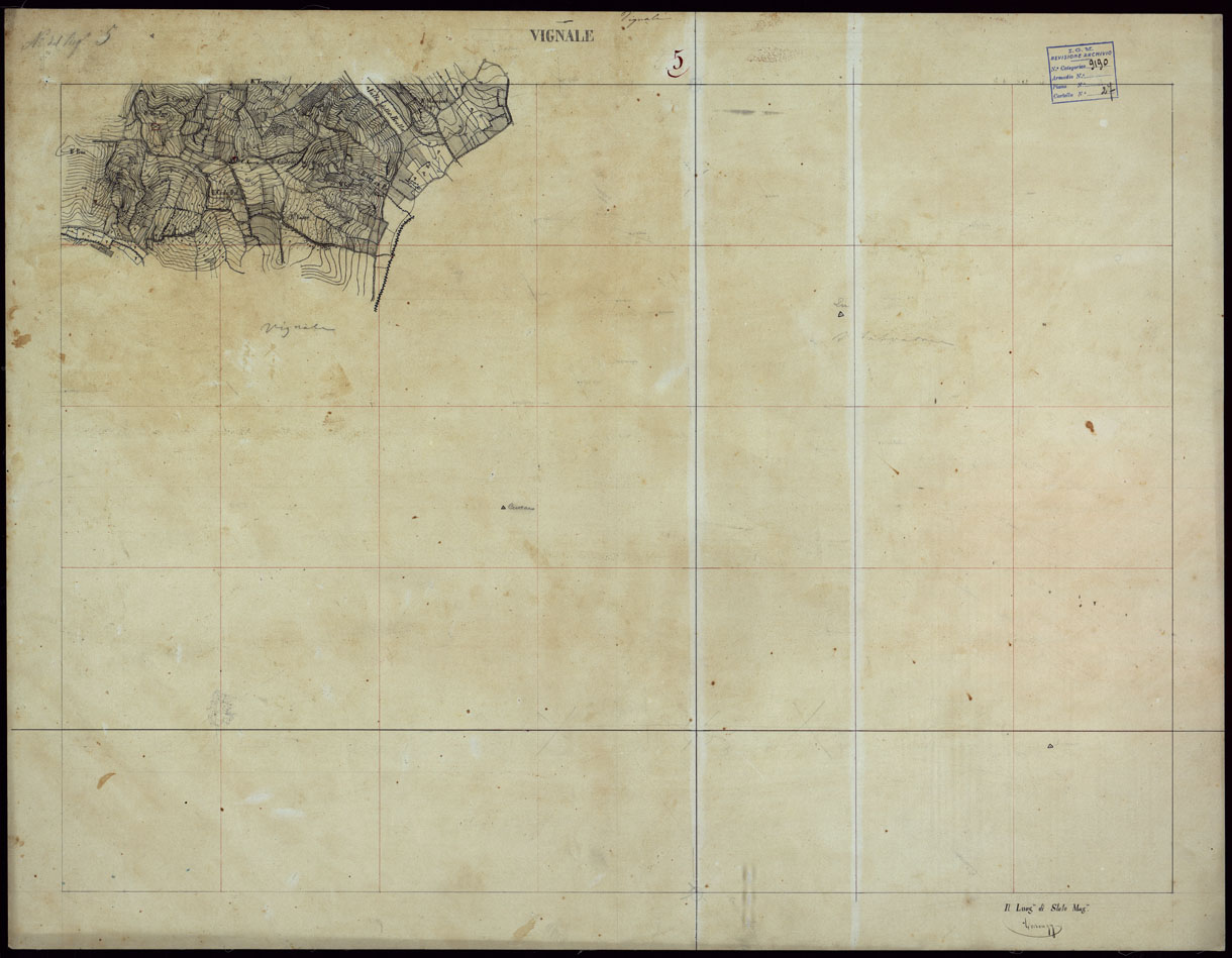(N:23625) GRUPPO DI 132 FRAZIONI DI MINUTE DI CAMPAGNA ALLA SCALA 1:10.000 DEI RILEVAMENTI ESEGUITI NEL 1853-1867 - VIGNALE - RILIEVI OPERATORE N. 5. (CA002233) Carte e stampe antiche: riproduzione a colori su carta (formato A1)