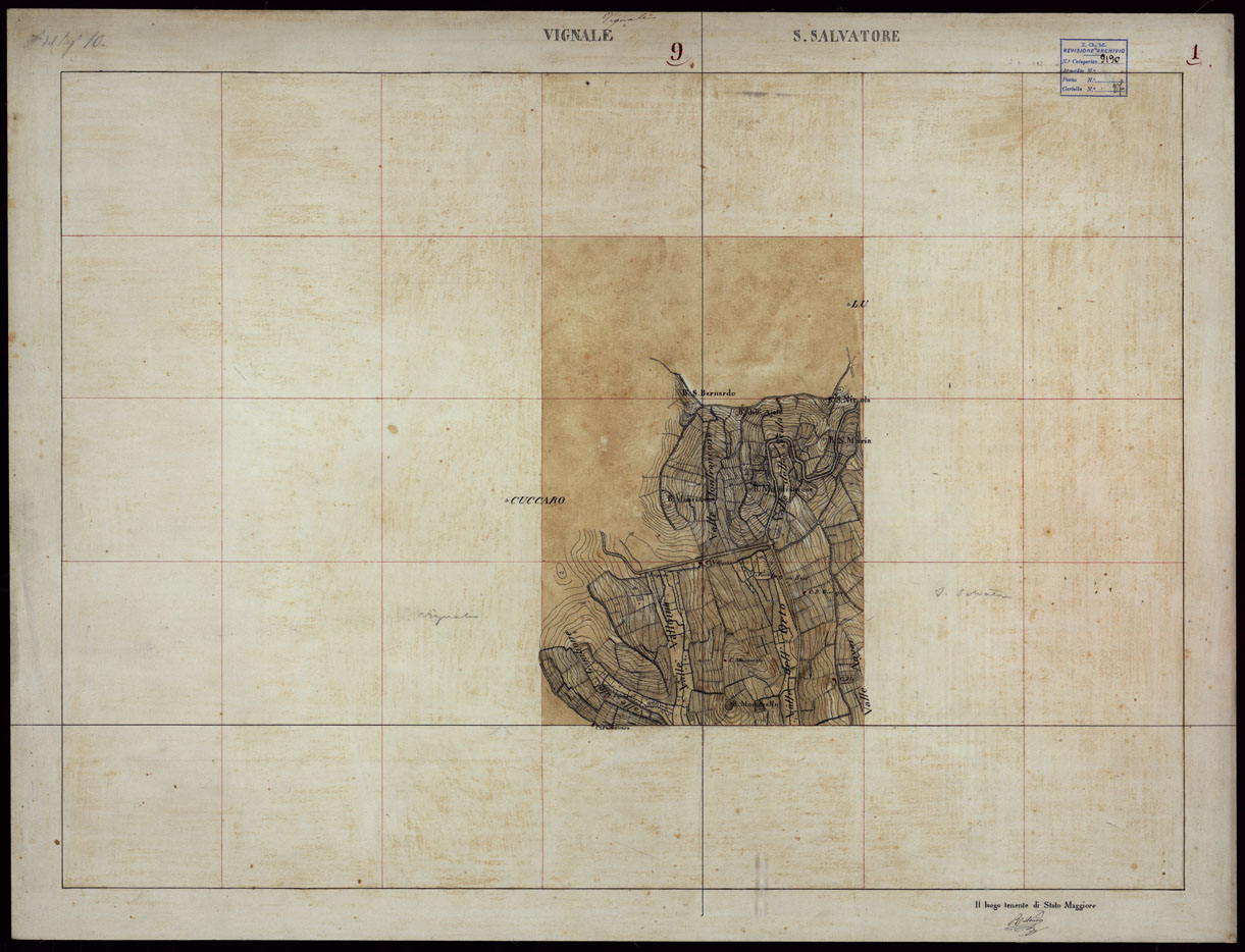 (N:23629) GRUPPO DI 132 FRAZIONI DI MINUTE DI CAMPAGNA ALLA SCALA 1:10.000 DEI RILEVAMENTI ESEGUITI NEL 1853-1867 - VIGNALE - S. SALVATORE - RILIEVI OPERATORE N. 1. (CA002237) Carte e stampe antiche: riproduzione a colori su carta (formato A1)
