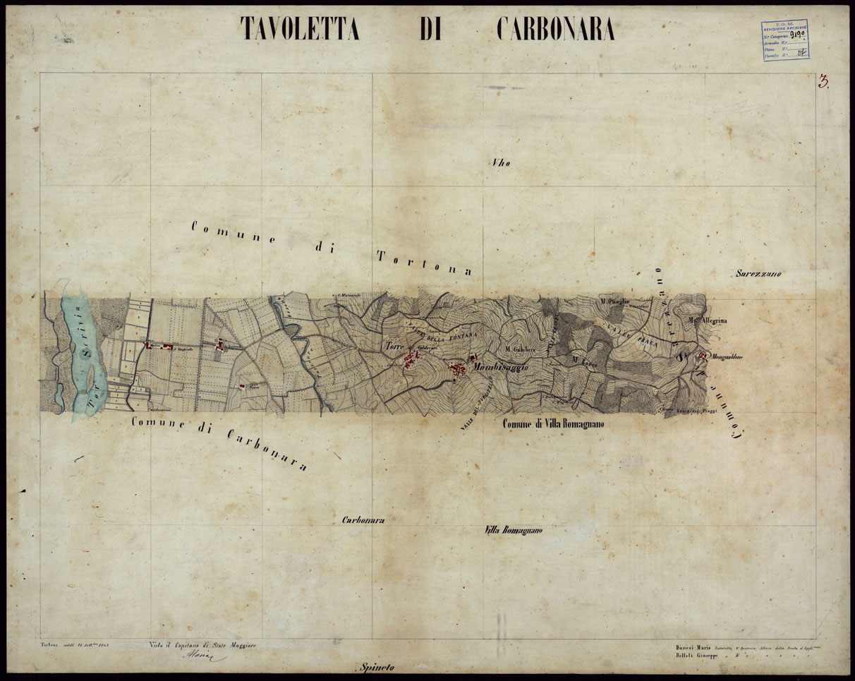 (N:23651) GRUPPO DI 132 FRAZIONI DI MINUTE DI CAMPAGNA ALLA SCALA 1:10.000 DEI RILEVAMENTI ESEGUITI NEL 1853-1867 - CARBONARA - RILIEVI OPERATORE N.3 (CA002259) Carte e stampe antiche: riproduzione a colori su carta (formato A1)