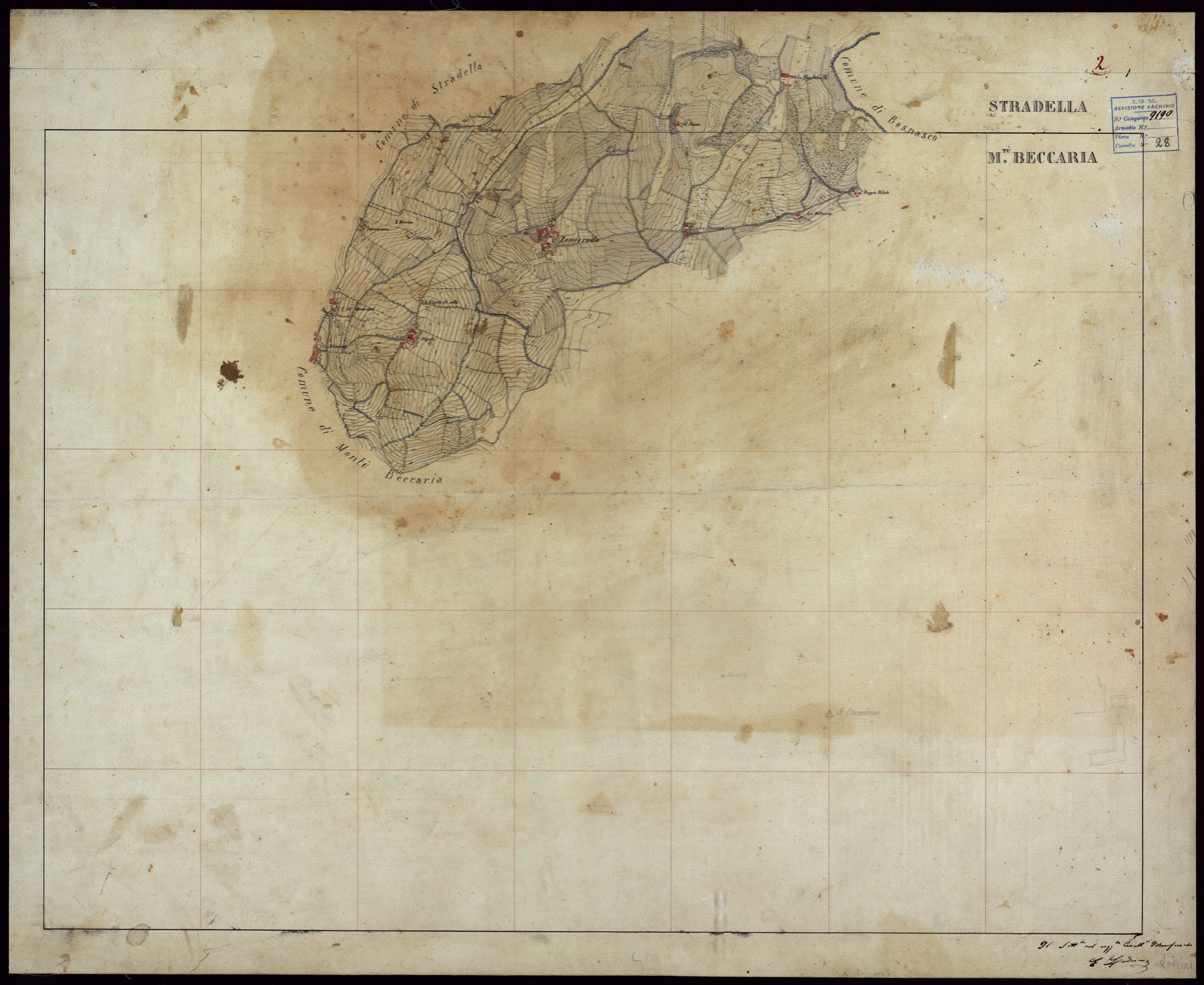 (N:23713) GRUPPO DI 132 FRAZIONI DI MINUTE DI CAMPAGNA ALLA SCALA 1:10.000 DEI RILEVAMENTI ESEGUITI NEL 1853-1867 - CASTANA - MONTU' BECCARIA - RILIEVI OPERATORE N.2 (CA002321) Carte e stampe antiche: riproduzione a colori su carta (formato A1)