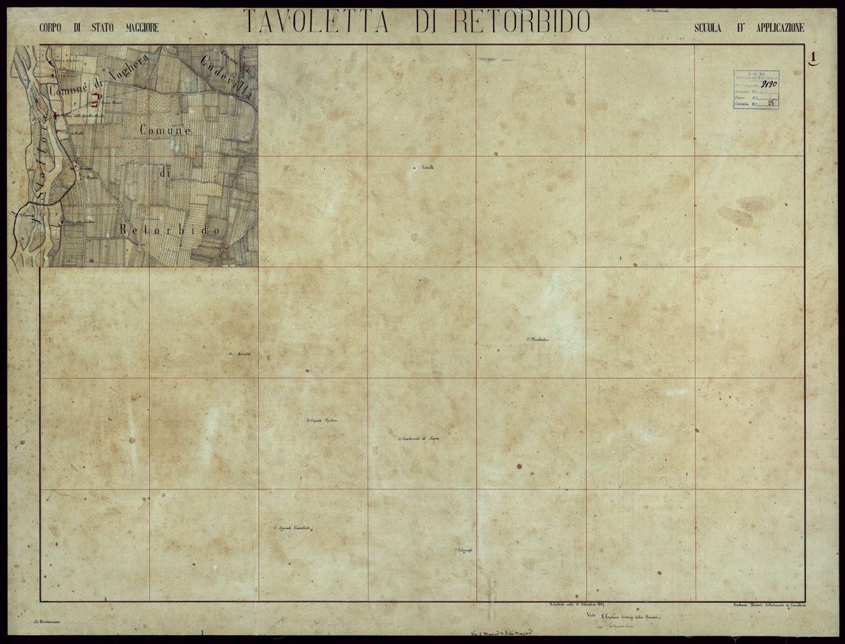 (N:23742) GRUPPO DI 132 FRAZIONI DI MINUTE DI CAMPAGNA ALLA SCALA 1:10.000 DEI RILEVAMENTI ESEGUITI NEL 1853-1867 - RETORBIDO - RILIEVI OPERATORE N. 1 (CA002350) Carte e stampe antiche: riproduzione a colori su carta (formato A1)