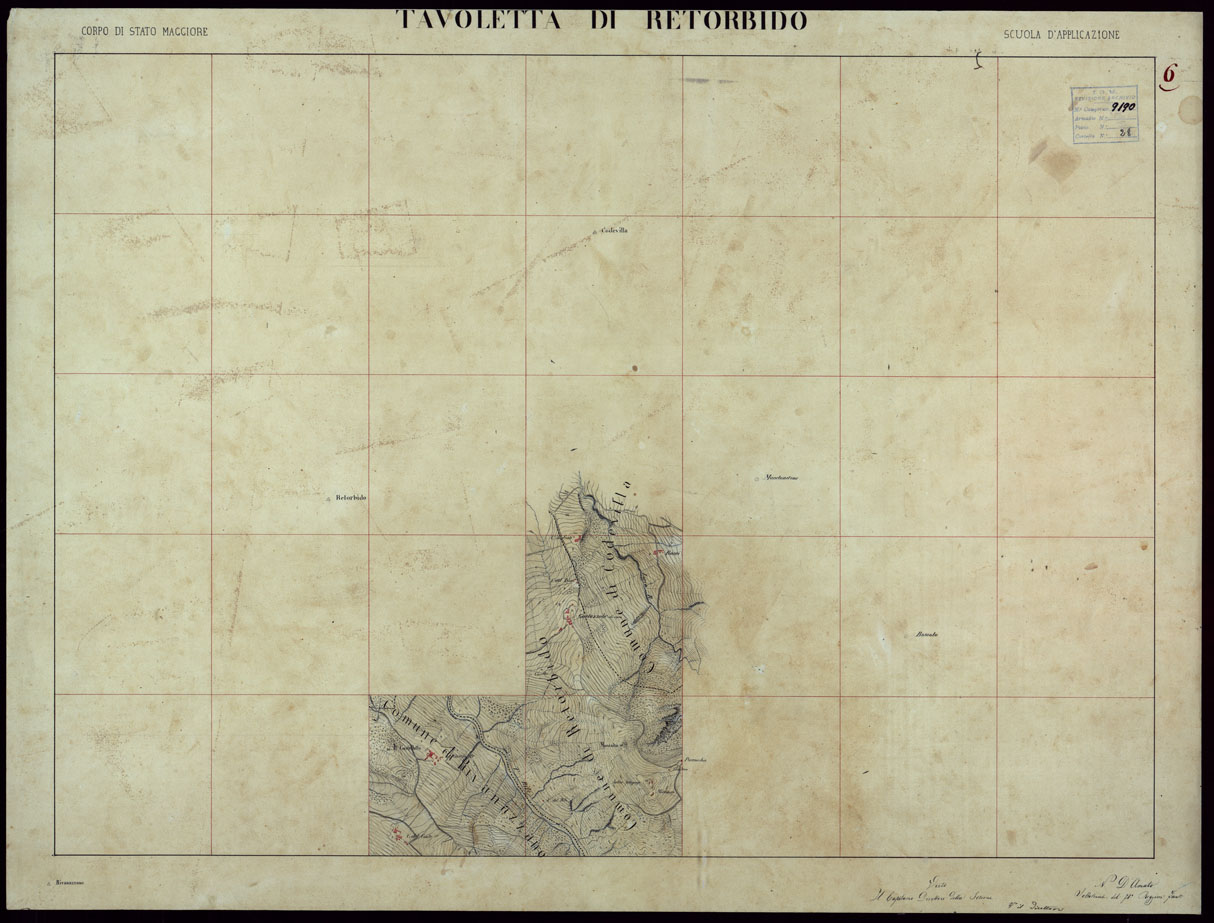 (N:23747) GRUPPO DI 132 FRAZIONI DI MINUTE DI CAMPAGNA ALLA SCALA 1:10.000 DEI RILEVAMENTI ESEGUITI NEL 1853-1867 - RETORBIDO - RILIEVI OPERATORE N. 6 (CA002355) Carte e stampe antiche: riproduzione a colori su carta (formato A1)