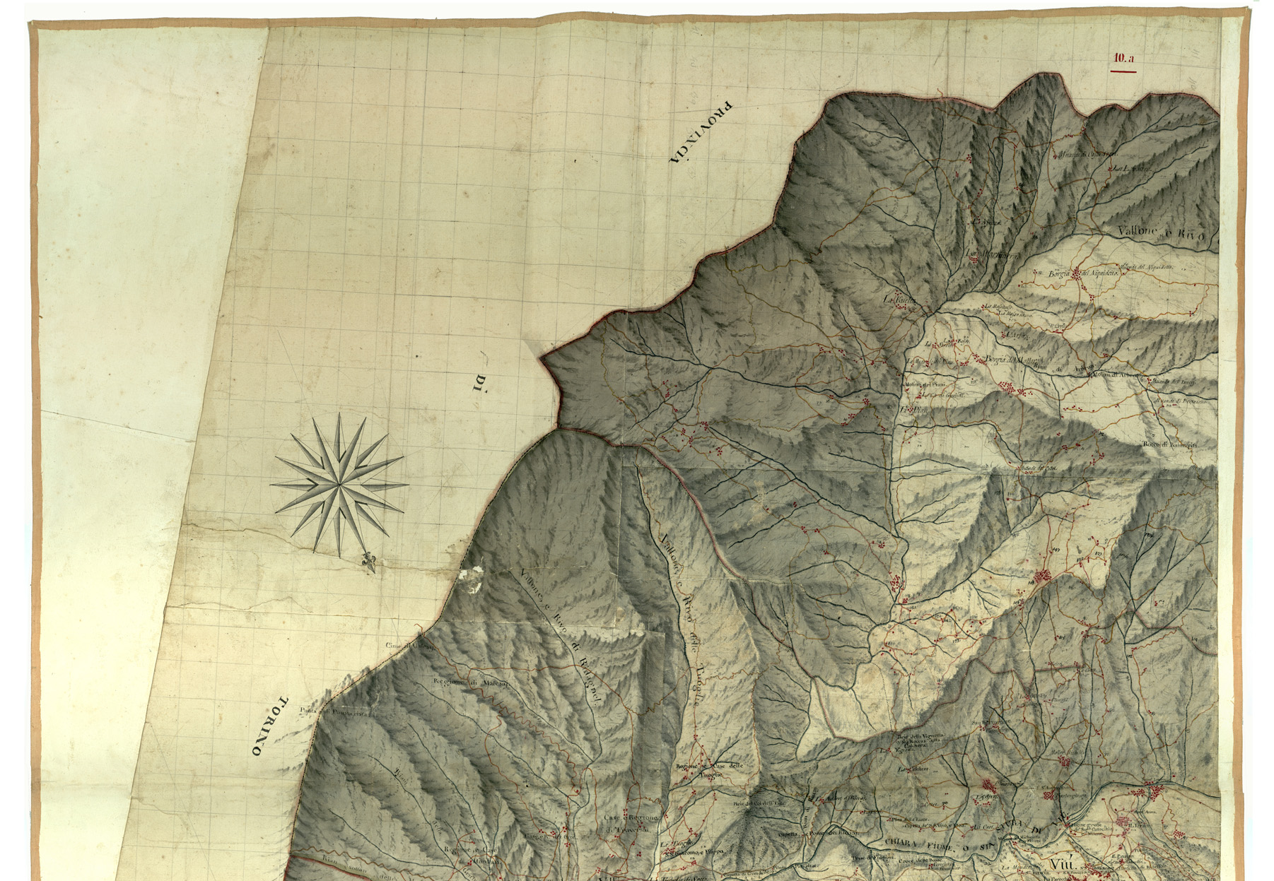 (N:5006) CARTA DELLA VALLE DI CHIARA DALLA SUA SORGENTE DI CHIARA DALLA SUA SORGENTE SINO A S. LUCIA - FOGLIO N. 10.A. (CA002407, CA002408) Carte e stampe antiche: riproduzione a colori su carta (formato A1)