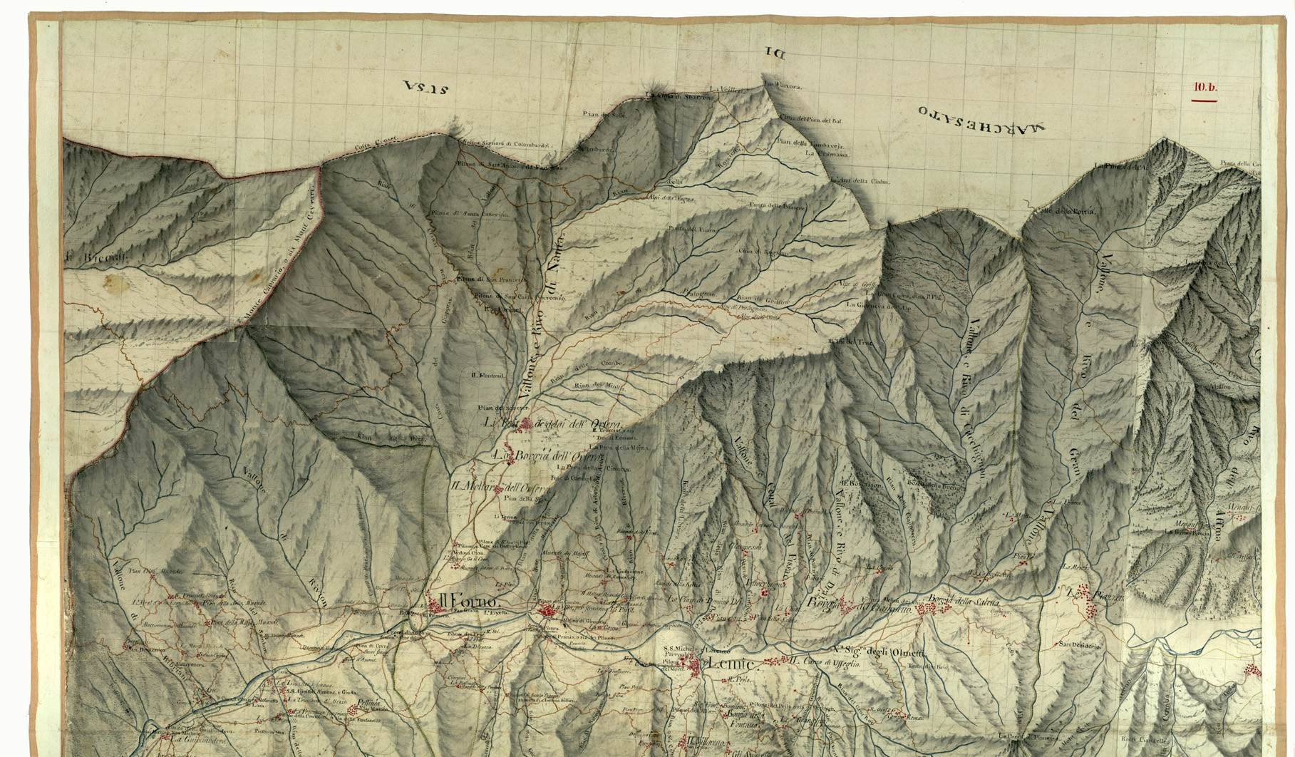 (N:5009) CARTA DELLA VALLE DI CHIARA DALLA SUA SORGENTE DI CHIARA DALLA SUA SORGENTE SINO A S. LUCIA - FOGLIO N.10.B (CA002413, CA002414) Carte e stampe antiche: riproduzione a colori su carta (formato A1)