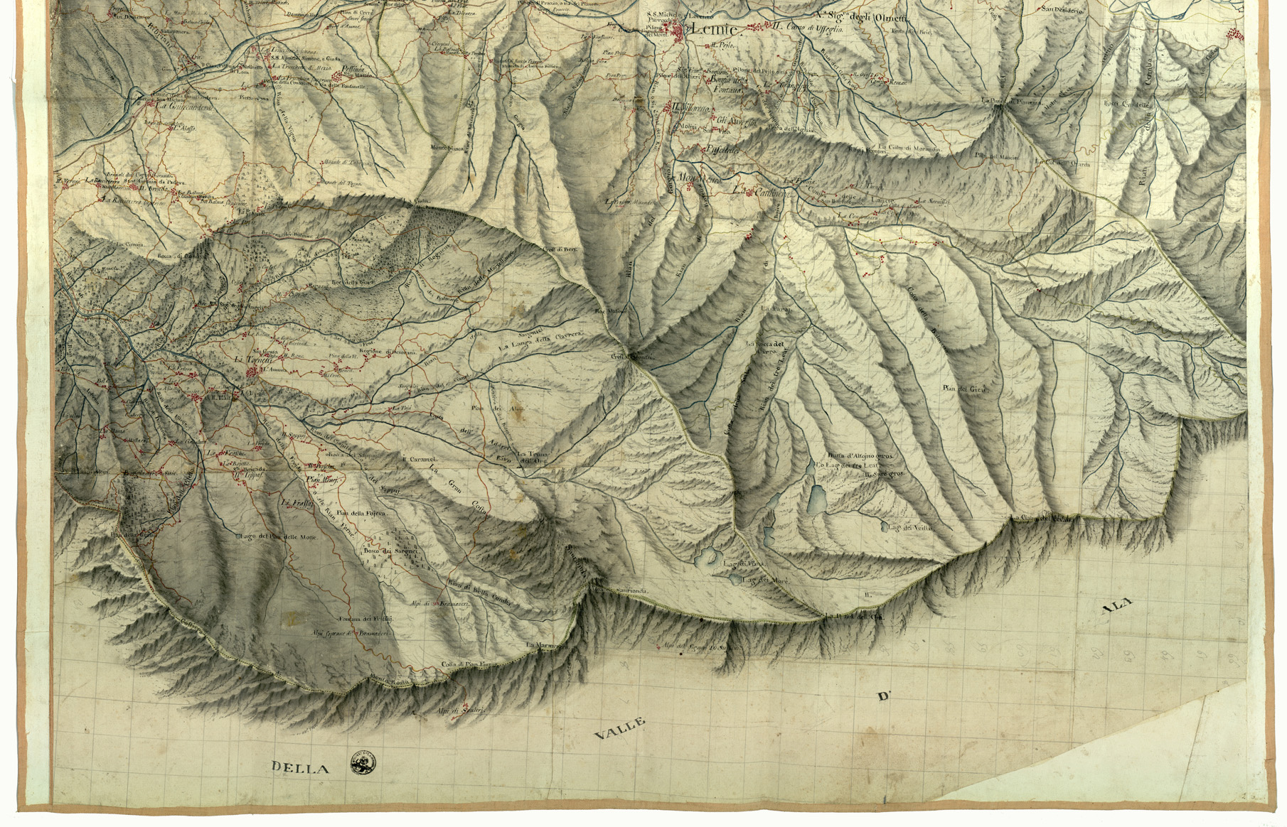 (N:5009) CARTA DELLA VALLE DI CHIARA DALLA SUA SORGENTE DI CHIARA DALLA SUA SORGENTE SINO A S. LUCIA - FOGLIO N.10.B (CA002413, CA002414) Carte e stampe antiche: riproduzione a colori su carta (formato A1)