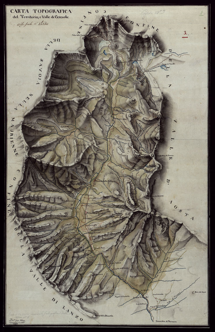 (N:4536) CARTA TOPOGRAFICA DEL TERRITORIO E VALLE CERESOLE SCALA 1 28.350. (CA002421) Carte e stampe antiche: riproduzione a colori su carta (formato A1)