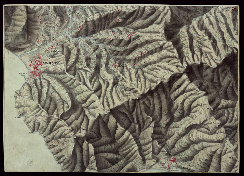 (N:16480) RIVIERA DI LEVANTE ALLA QUARTA DELLA SCALA DI SAVOIA OSSIA DI 1 A 9.450 ESEGUITA NEGLI ANNI 1816. 1822. 23. 24. 25. 1826 e 1827 - FOGLIO 20. (CA002524) Carte e stampe antiche: riproduzione a colori su carta (formato A1)