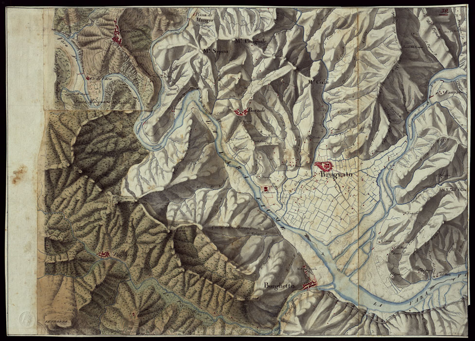 (N:16490) RIVIERA DI LEVANTE ALLA QUARTA DELLA SCALA DI SAVOIA OSSIA DI 1 A 9.450 ESEGUITA NEGLI ANNI 1816. 1822. 23. 24. 25. 1826 e 1827 - FOGLIO 30. (CA002534) Carte e stampe antiche: riproduzione a colori su carta (formato A1)