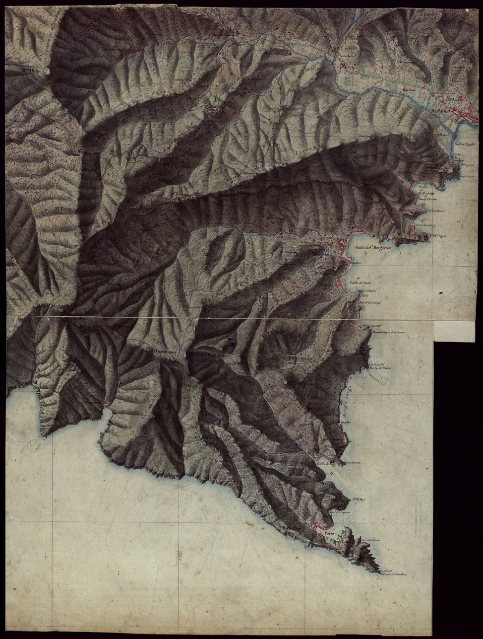 (N:16524) RIVIERA DI LEVANTE ALLA QUARTA DELLA SCALA DI SAVOIA OSSIA DI 1 A 9.450 ESEGUITA NEGLI ANNI 1816. 1822. 23. 24. 25. 1826 e 1827 - FOGLIO 68. (CA002573) Carte e stampe antiche: riproduzione a colori su carta (formato A1)