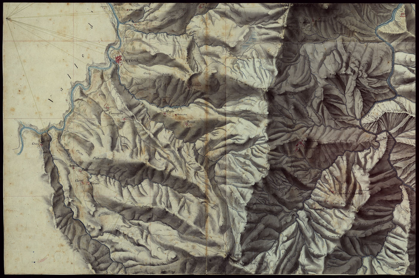 (N:16552) RIVIERA DI LEVANTE ALLA QUARTA DELLA SCALA DI SAVOIA OSSIA DI 1 A 9.450 ESEGUITA NEGLI ANNI 1816. 1822. 23. 24. 25. 1826 e 1827 - FOGLIO 93. (CA002598) Carte e stampe antiche: riproduzione a colori su carta (formato A1)