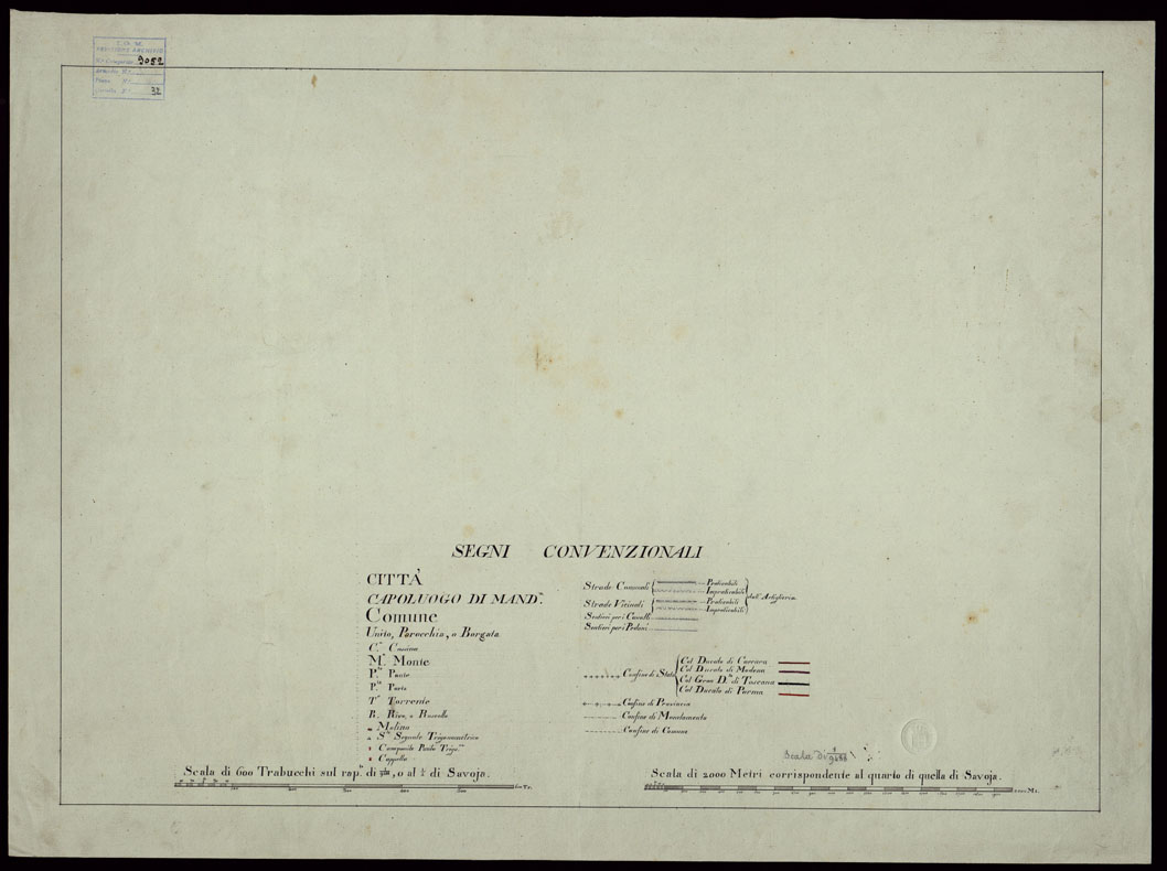 (N:23806) FOGLI IN NETTO D'UNA PARTE DEGLI ANTICHI RILIEVI DELLA SPEZIA SCALA DI 1: 9450 - SEGNI CONVENZIONALI. (CA002607) Carte e stampe antiche: riproduzione a colori su carta (formato A1)