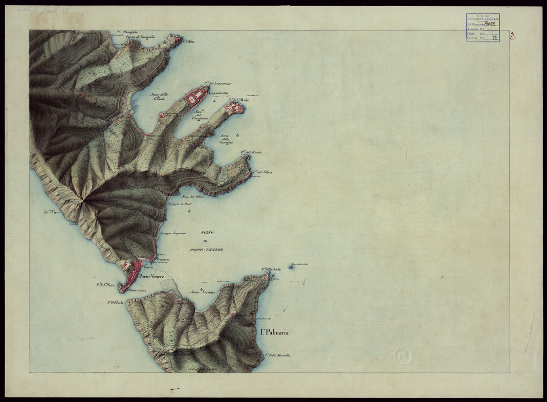(N:16561) FOGLI IN NETTO D'UNA PARTE DEGLI ANTICHI RILIEVI DELLA SPEZIA SCALA DI 1: 9450 - FOGLIO 3. (CA002610) Carte e stampe antiche: riproduzione a colori su carta (formato A1)