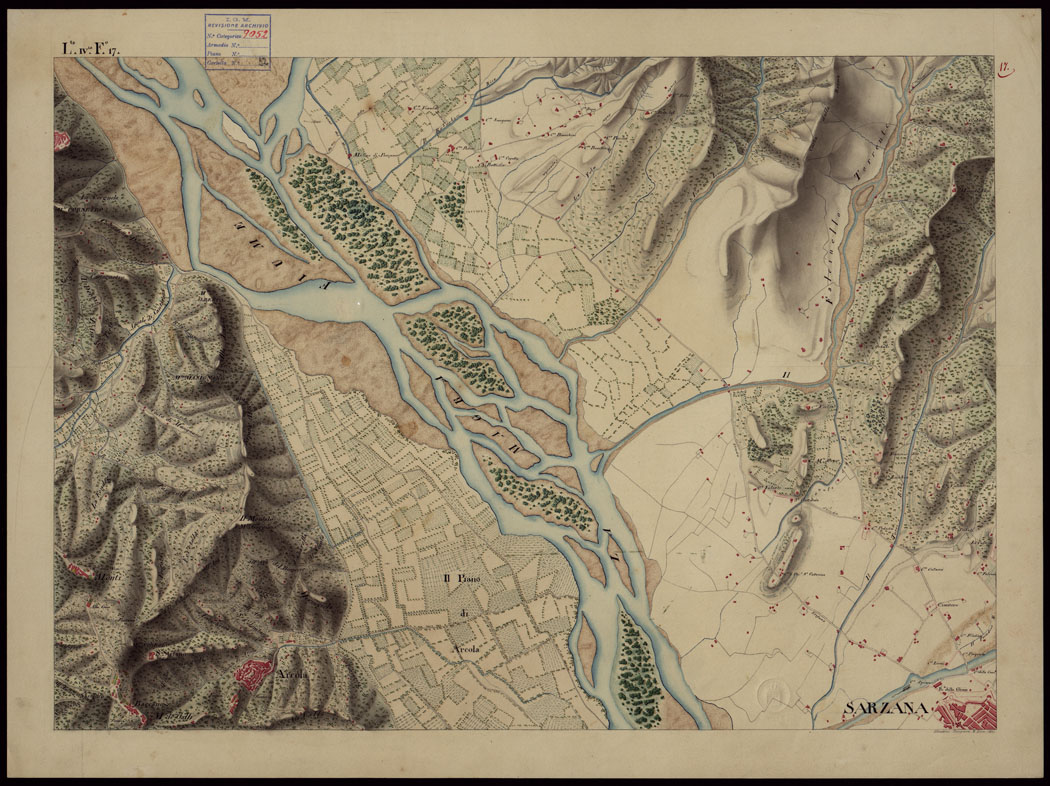 (N:16570) FOGLI IN NETTO D'UNA PARTE DEGLI ANTICHI RILIEVI DELLA SPEZIA SCALA DI 1: 9450 - FOGLIO 17. (CA002624) Carte e stampe antiche: riproduzione a colori su carta (formato A1)