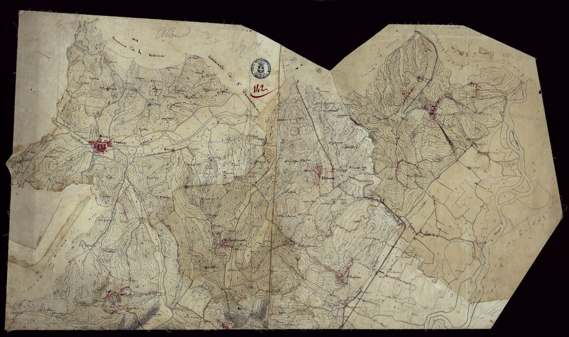 (N:5976) RICOGNIZIONI ESEGUITE ALLA SCALA DI 1/20.000 CHE COMPRENDANO LE DUE RIVIERE DEGLI EX STATI SARDI E PARTE DELLE ATTUALI PROVINCIE DI ALESSANDRIA  E DI PAVIA - FOGLIO 142. (CA002786) Carte e stampe antiche: riproduzione a colori su carta (formato A1)